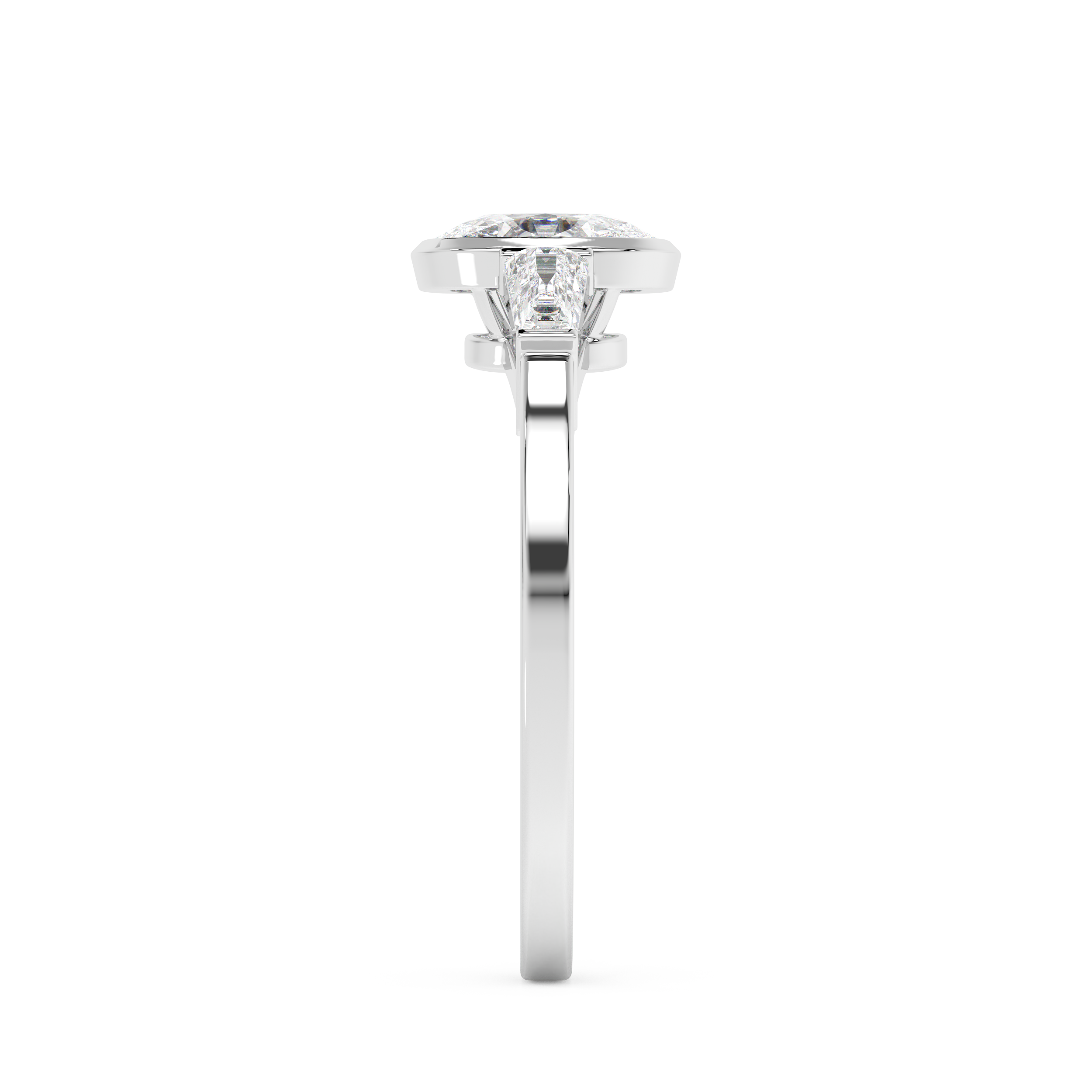 Cushion Bezel Three Stone Lab Grown Diamond Engagement Ring
