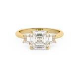 Asscher Three Stone Lab Grown Diamond Engagement Ring