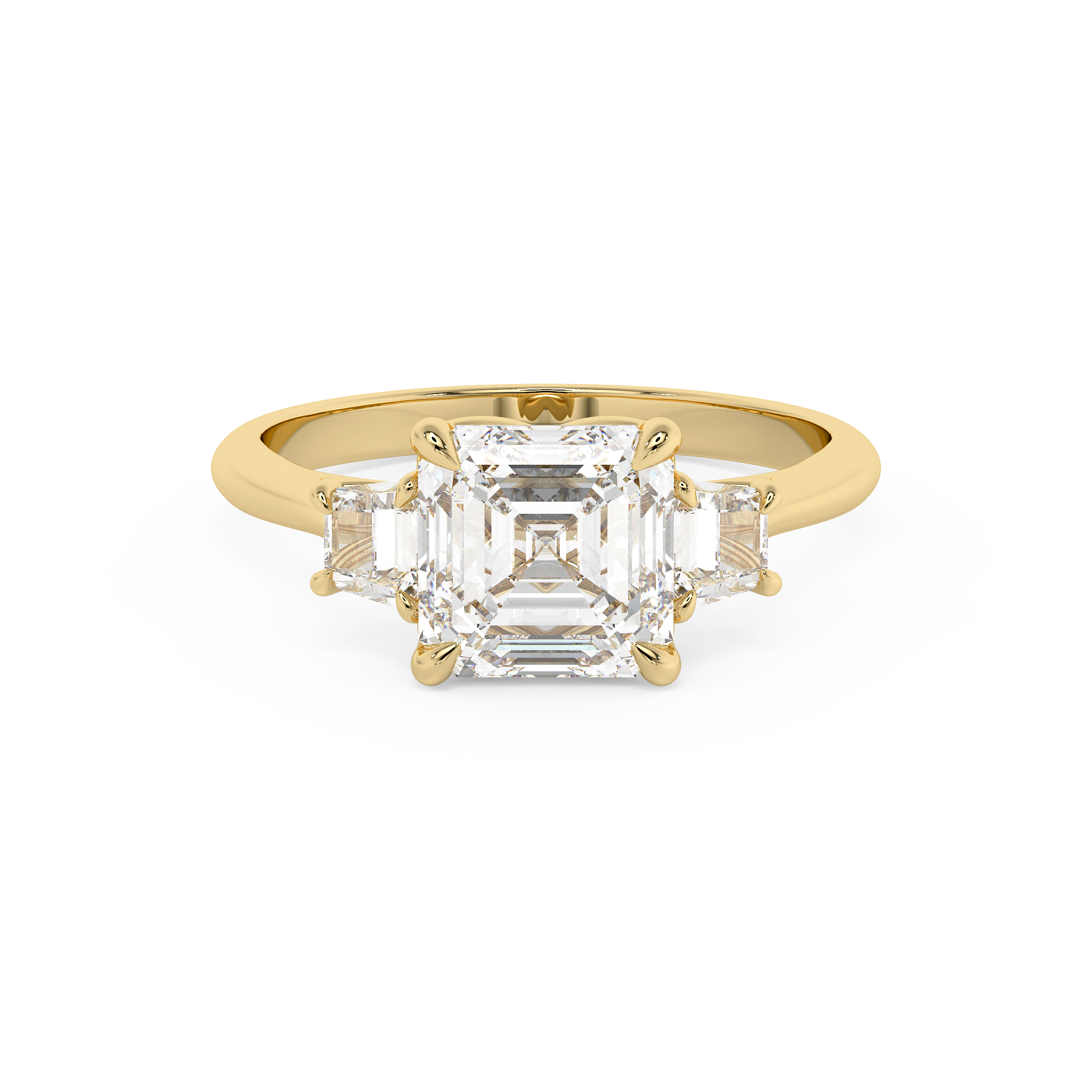 Asscher Three Stone Lab Grown Diamond Engagement Ring