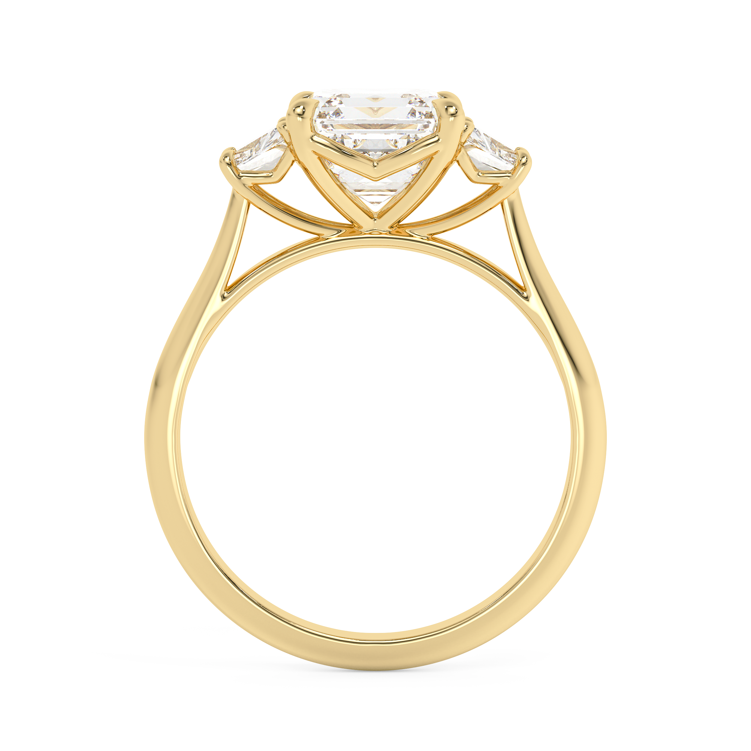 Asscher Three Stone Lab Grown Diamond Engagement Ring