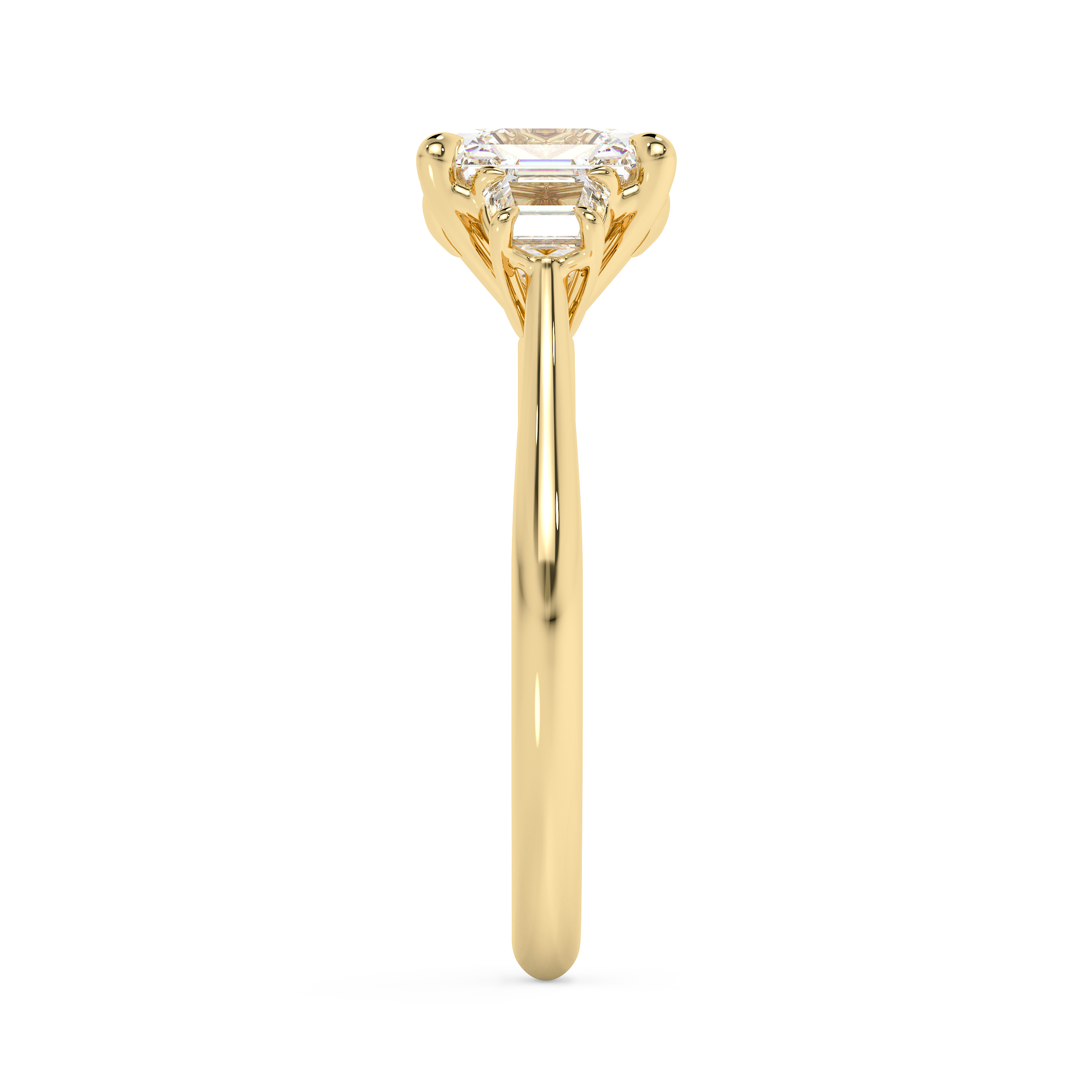 Asscher Three Stone Lab Grown Diamond Engagement Ring