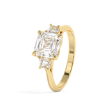 Asscher Three Stone Lab Grown Diamond Engagement Ring