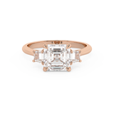 Asscher Three Stone Lab Grown Diamond Engagement Ring