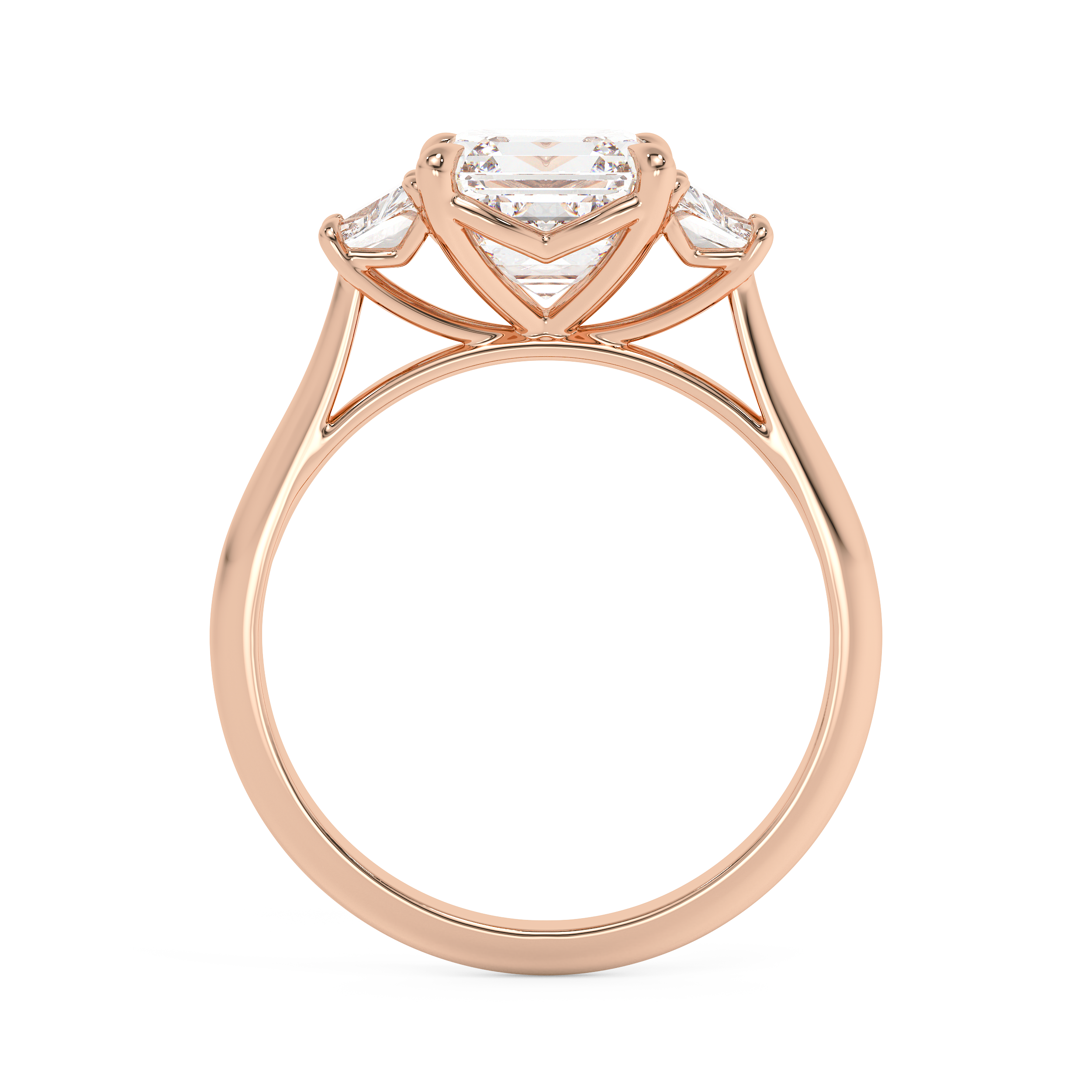 Asscher Three Stone Lab Grown Diamond Engagement Ring