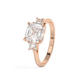Asscher Three Stone Lab Grown Diamond Engagement Ring