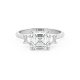 Asscher Three Stone Lab Grown Diamond Engagement Ring