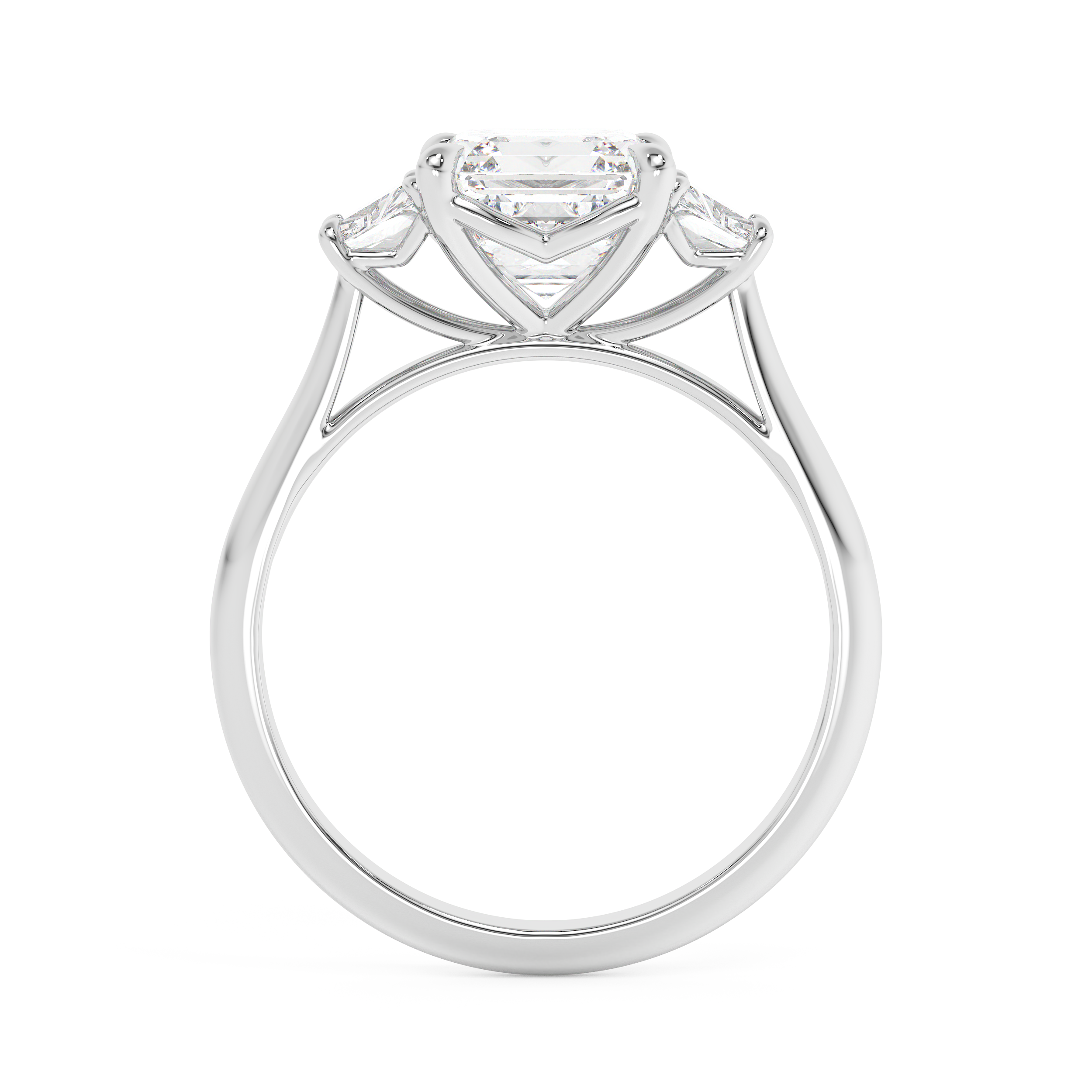 Asscher Three Stone Lab Grown Diamond Engagement Ring