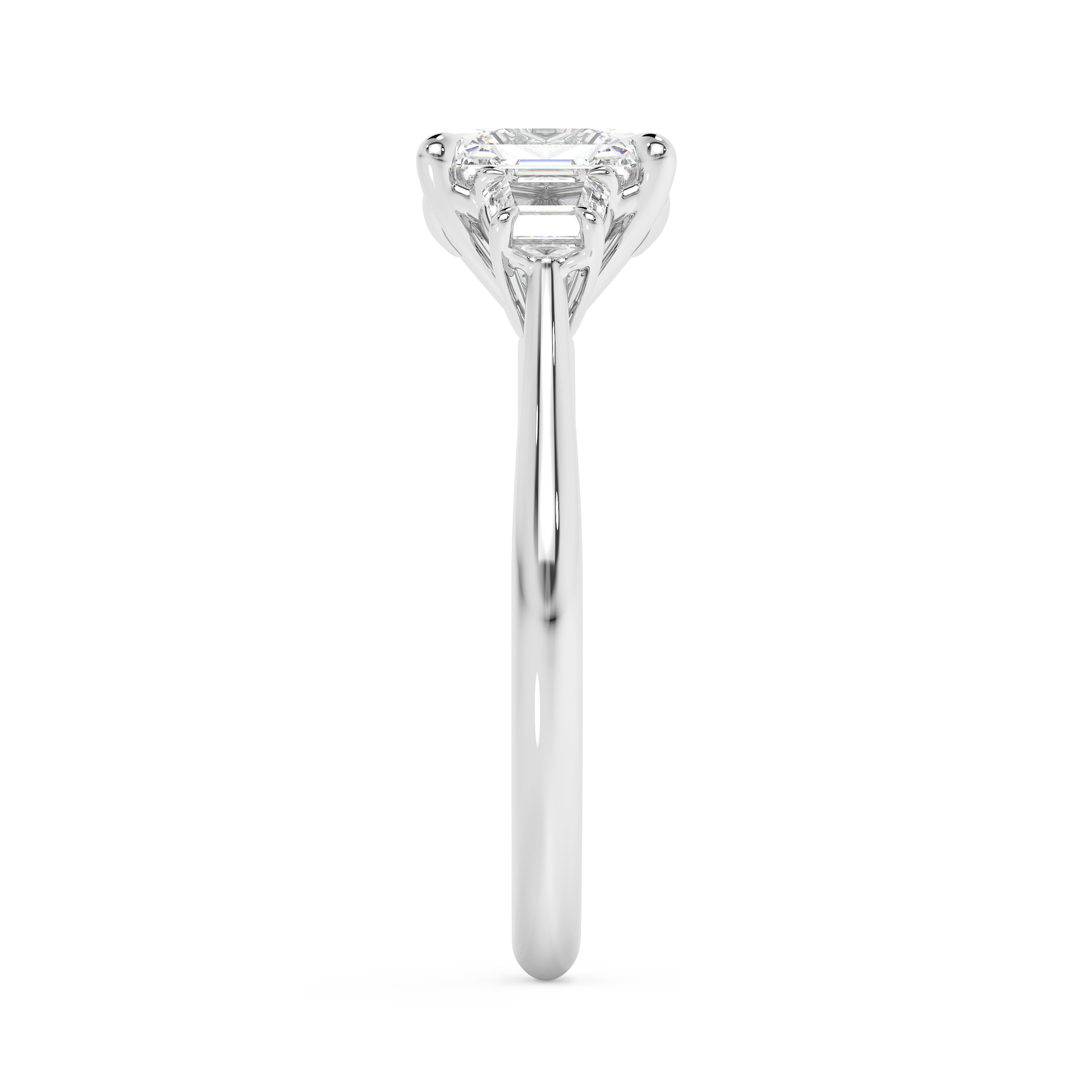 Asscher Three Stone Lab Grown Diamond Engagement Ring