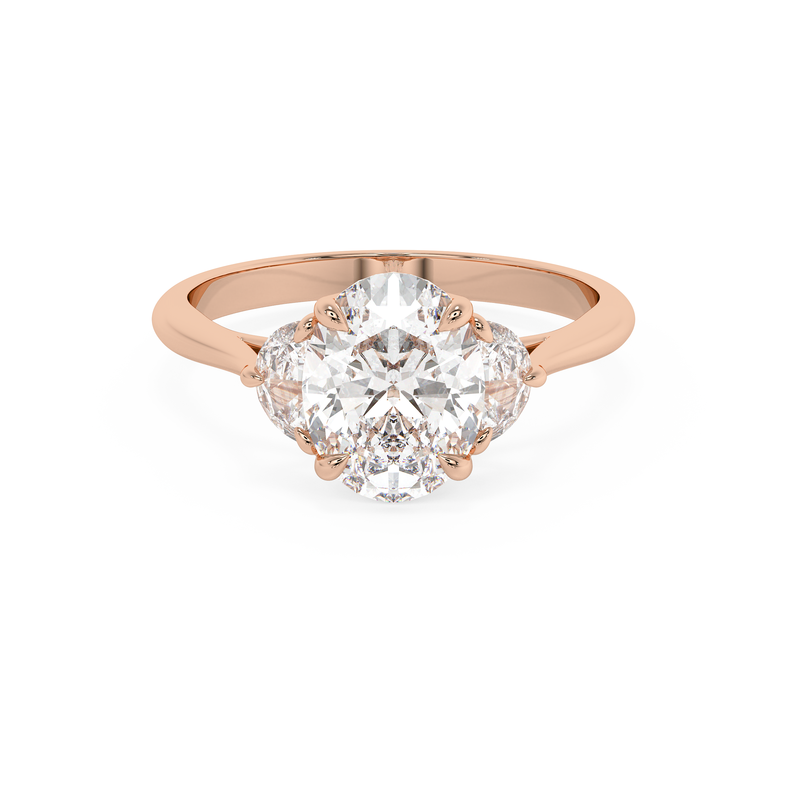 Oval Three Stone Lab Grown Diamond Engagement Ring