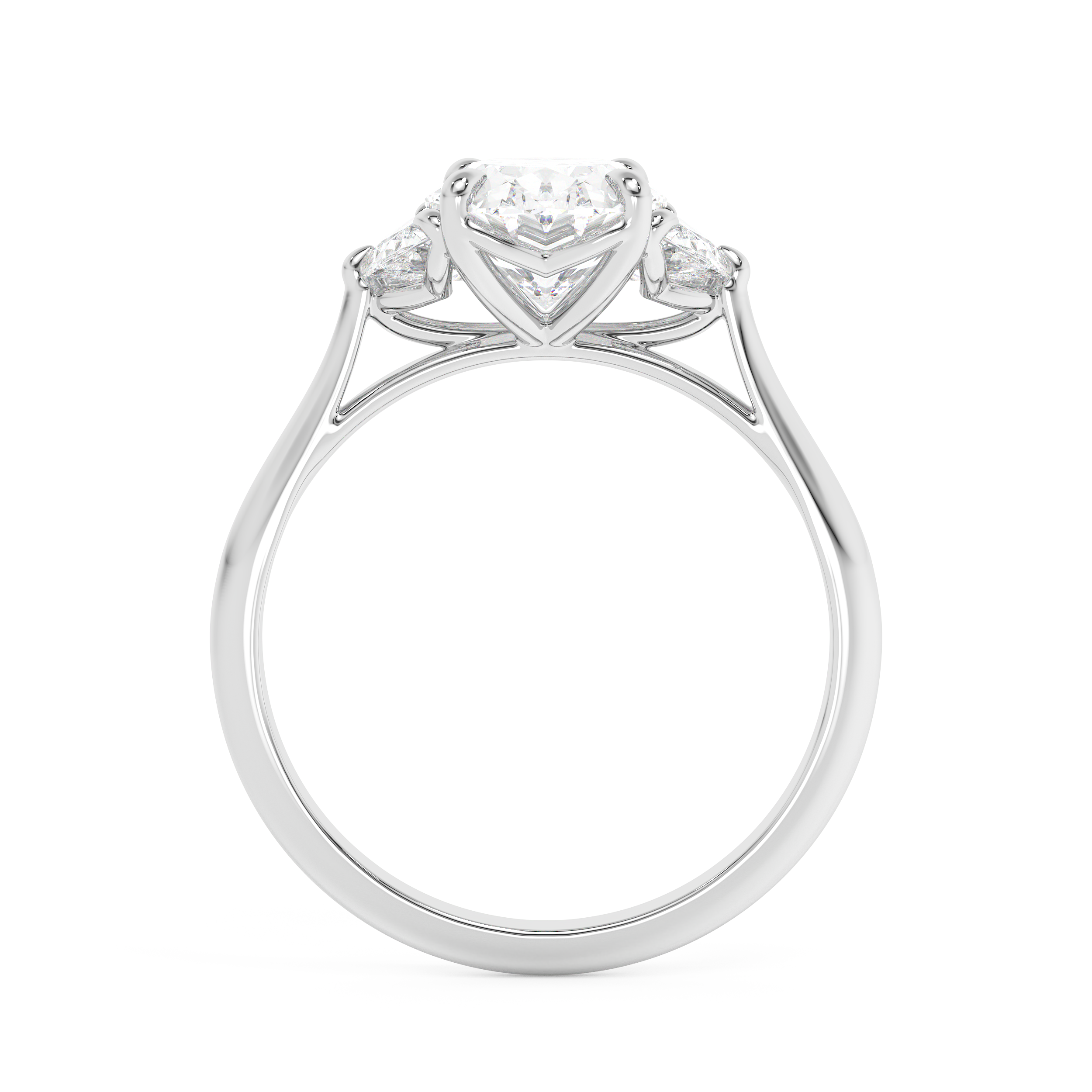 Oval Three Stone Lab Grown Diamond Engagement Ring