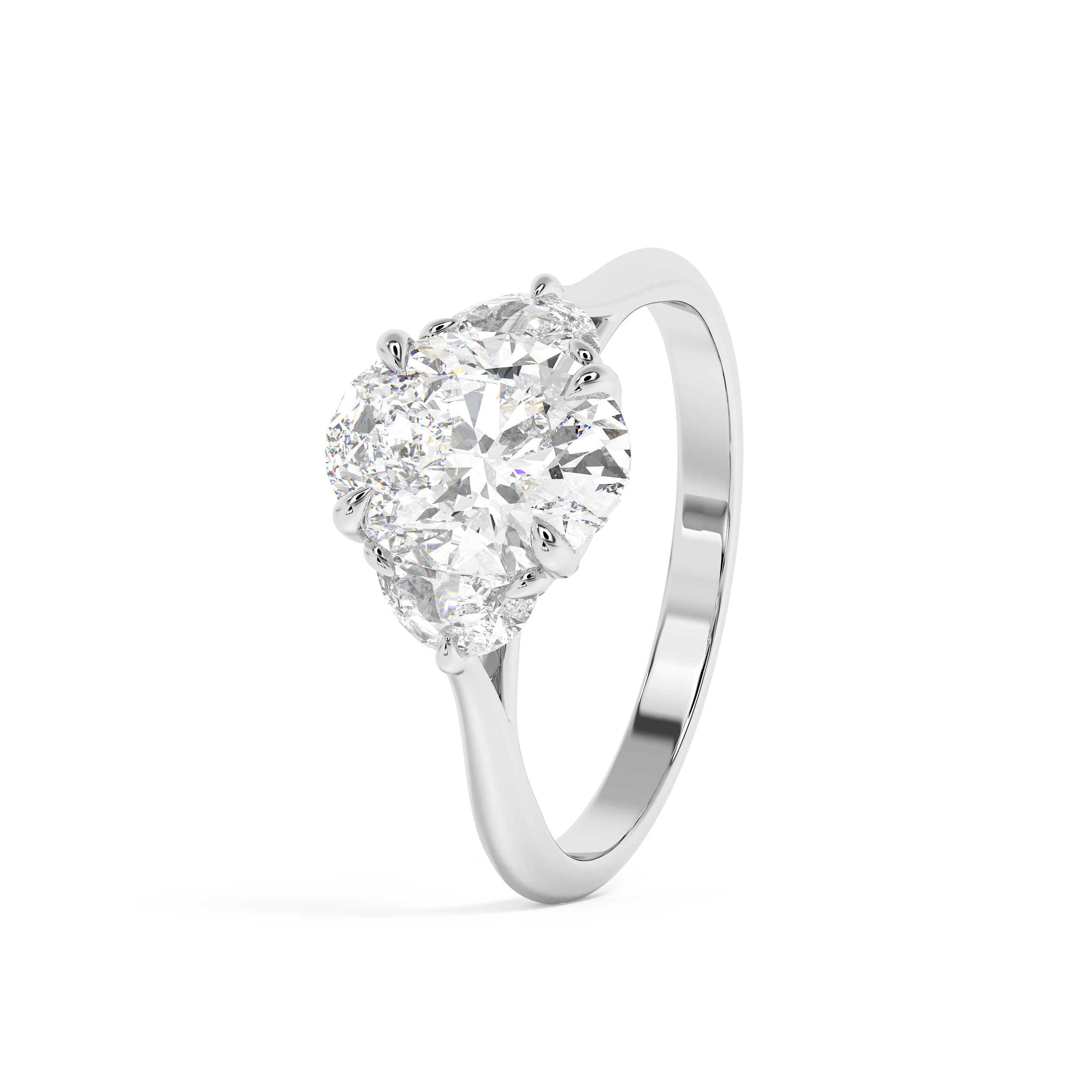 Oval Three Stone Lab Grown Diamond Engagement Ring