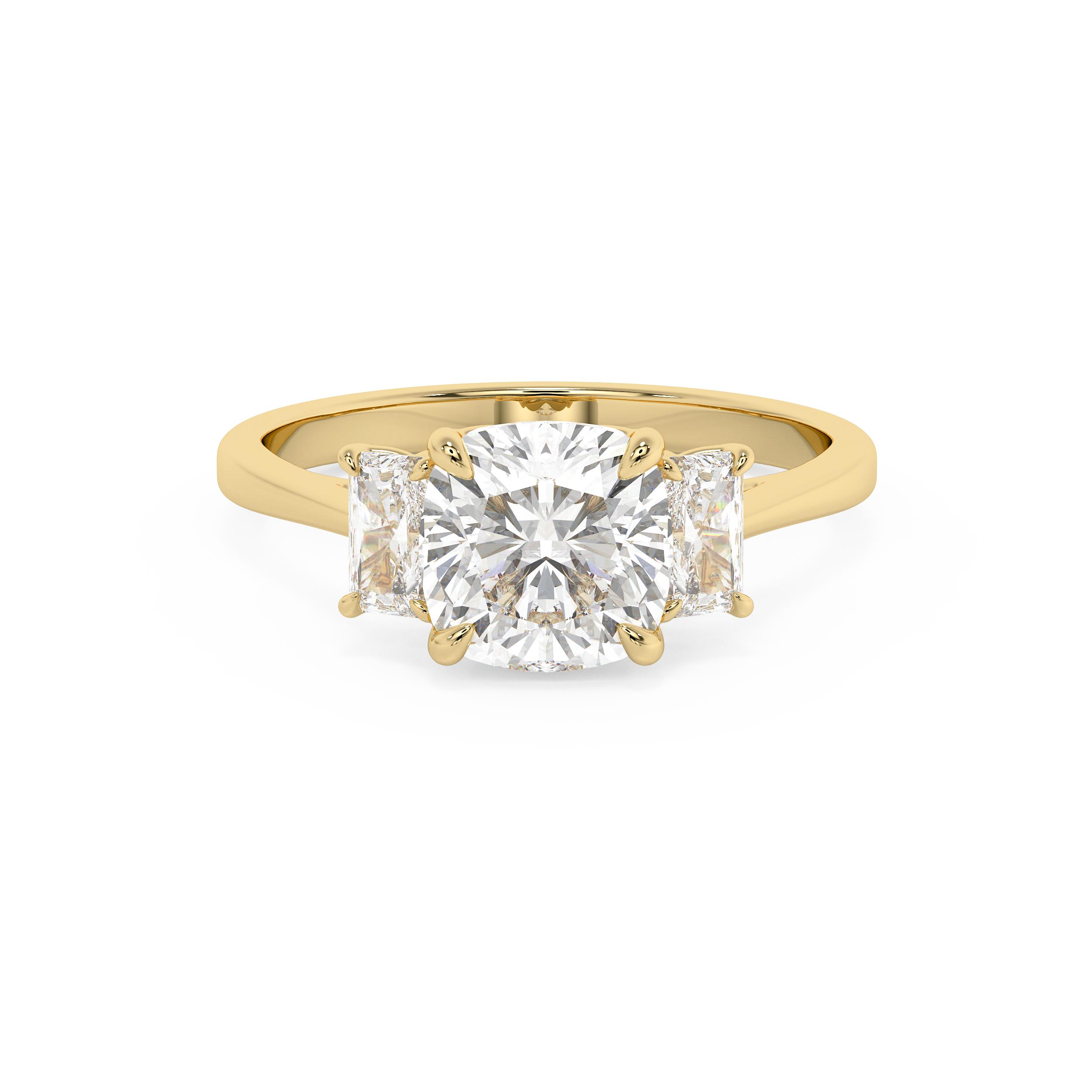 Cushion Three Stone Lab Grown Diamond Engagement Ring