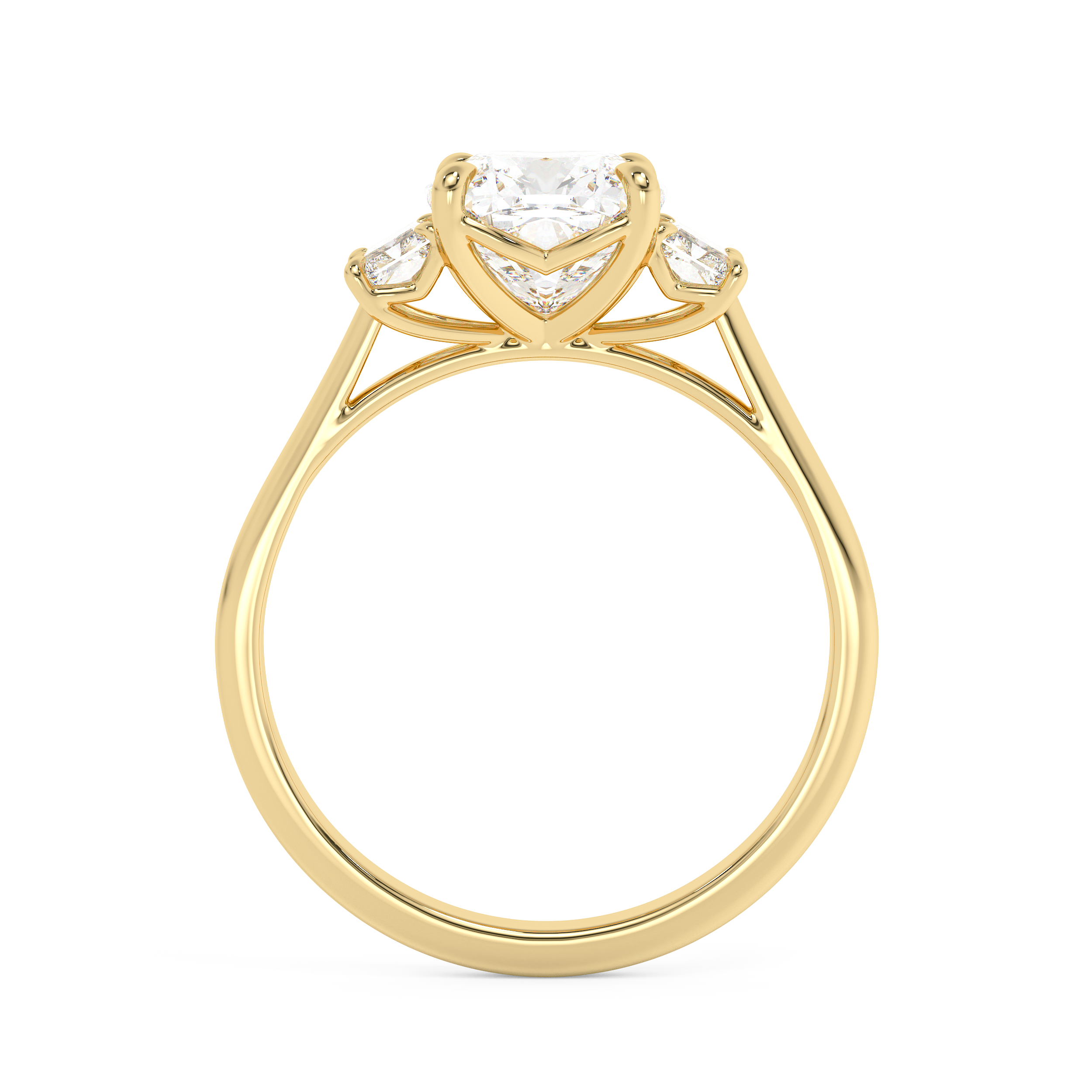Cushion Three Stone Lab Grown Diamond Engagement Ring