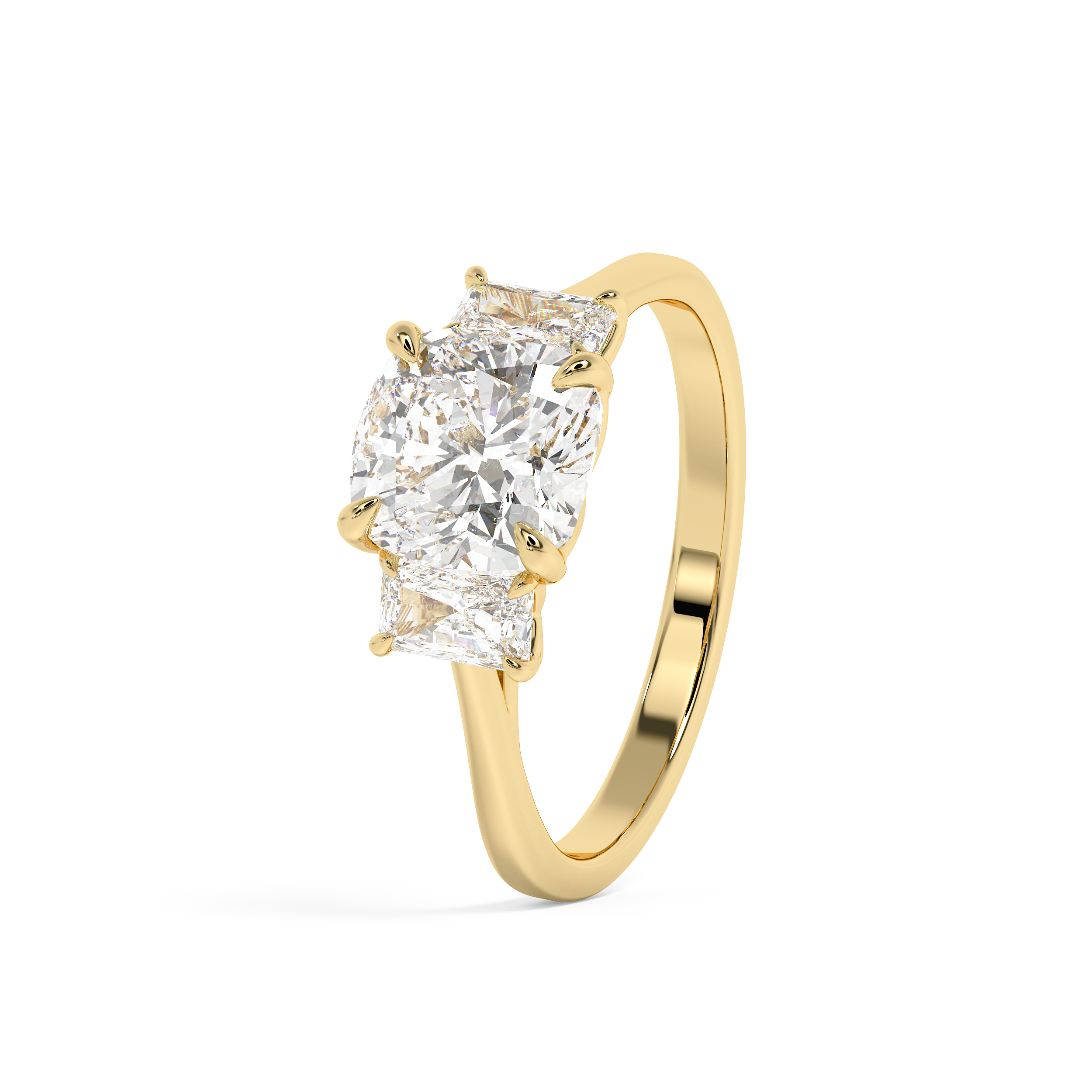 Cushion Three Stone Lab Grown Diamond Engagement Ring