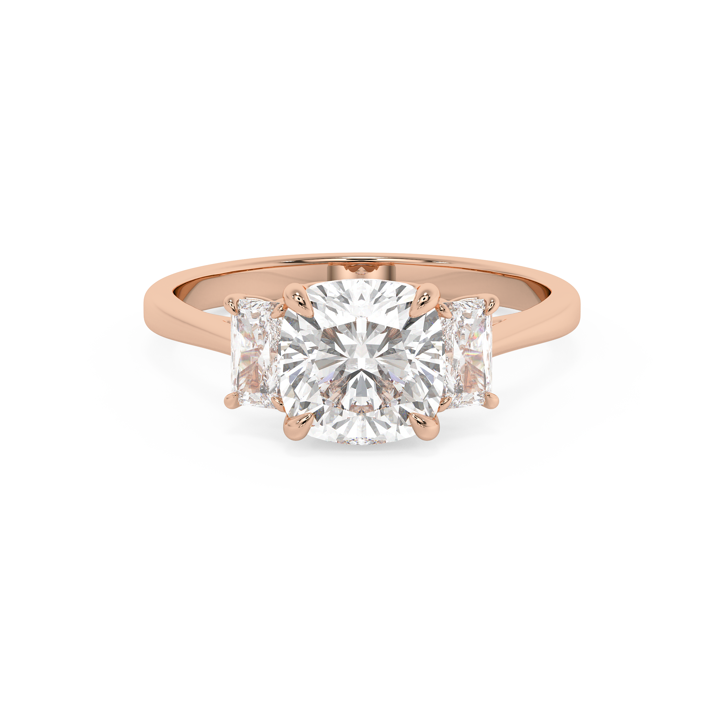 Cushion Three Stone Lab Grown Diamond Engagement Ring