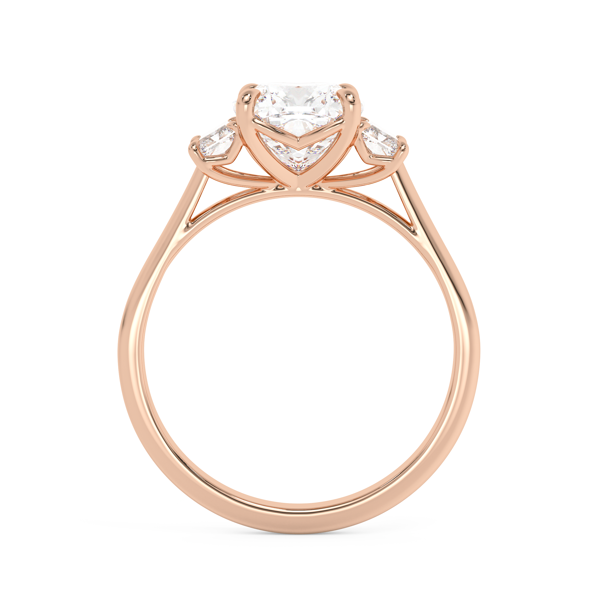 Cushion Three Stone Lab Grown Diamond Engagement Ring