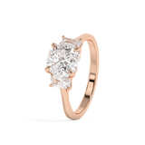 Cushion Three Stone Lab Grown Diamond Engagement Ring