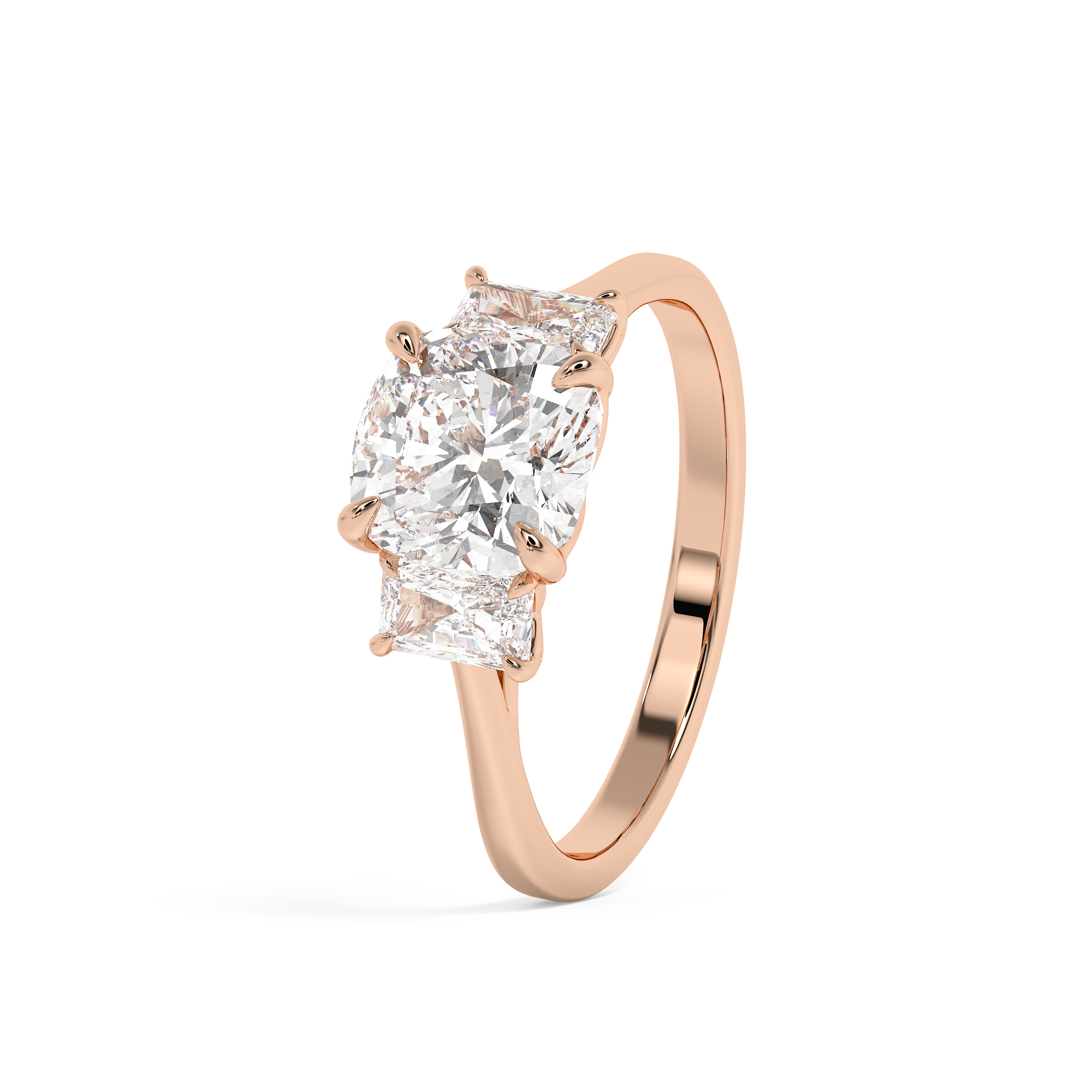 Cushion Three Stone Lab Grown Diamond Engagement Ring