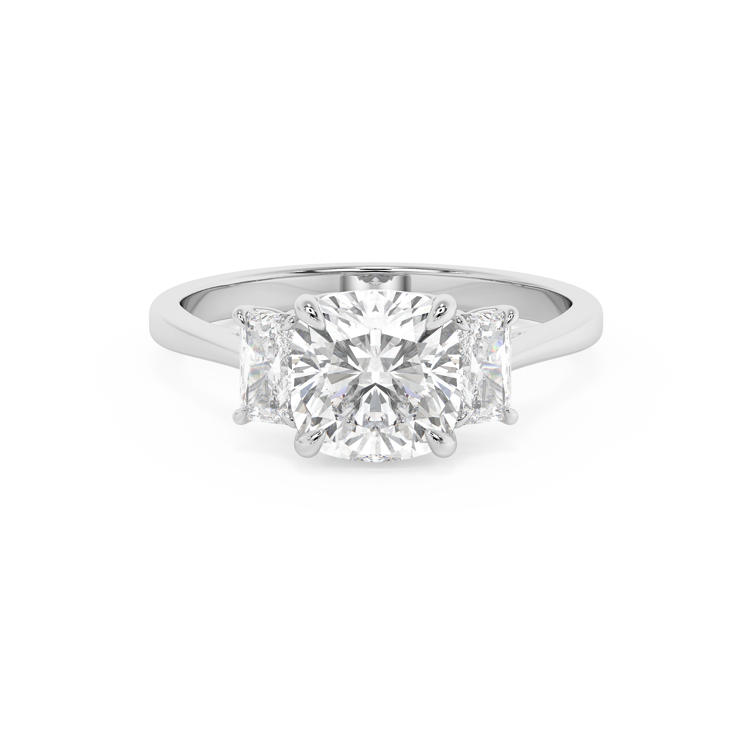 Cushion Three Stone Lab Grown Diamond Engagement Ring