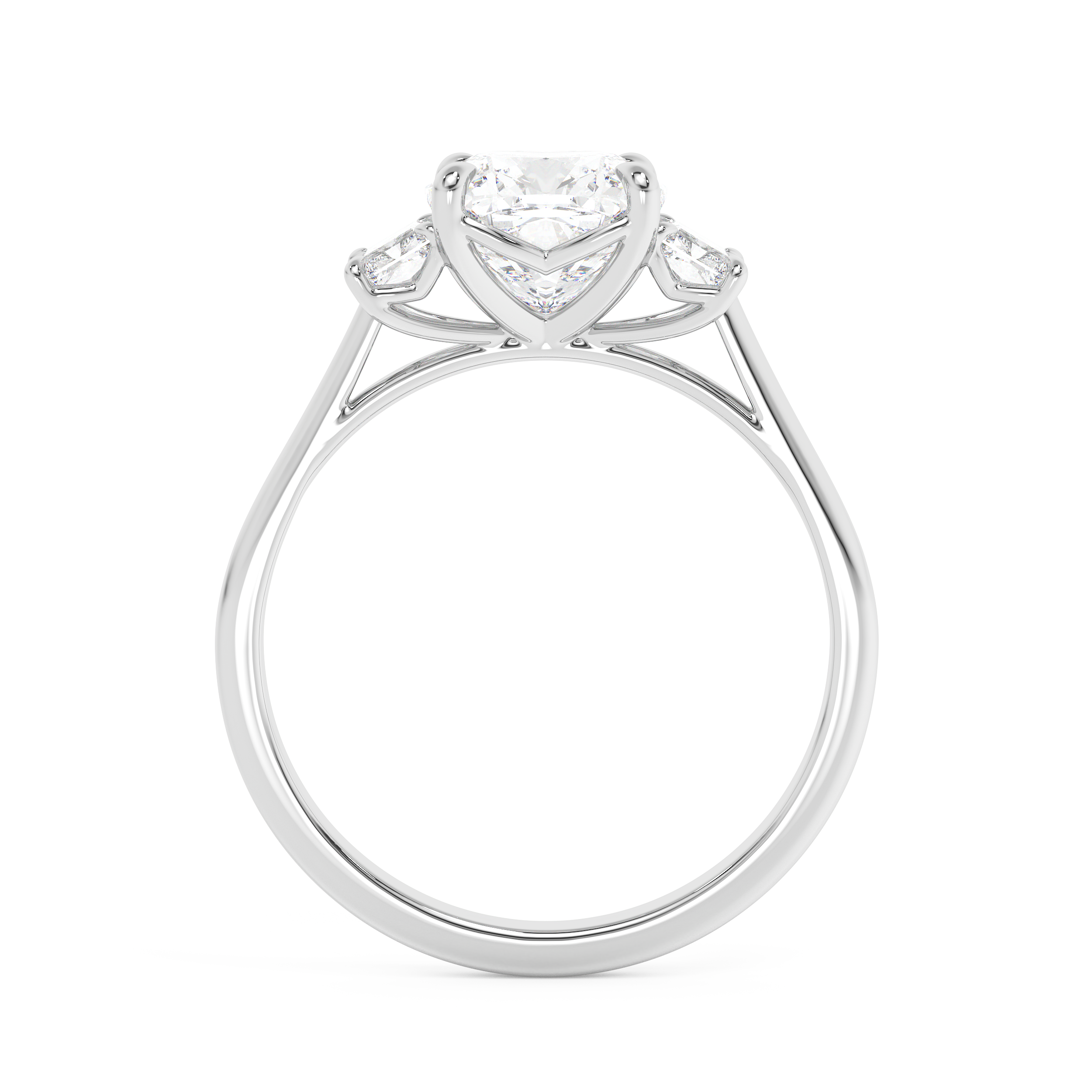 Cushion Three Stone Lab Grown Diamond Engagement Ring