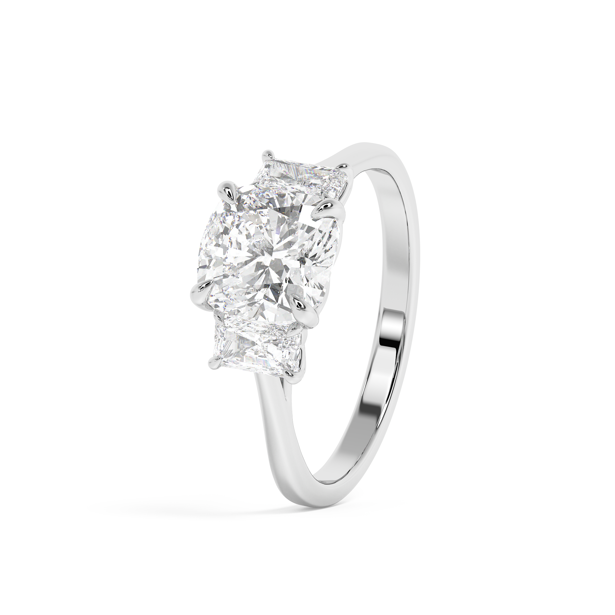 Cushion Three Stone Lab Grown Diamond Engagement Ring