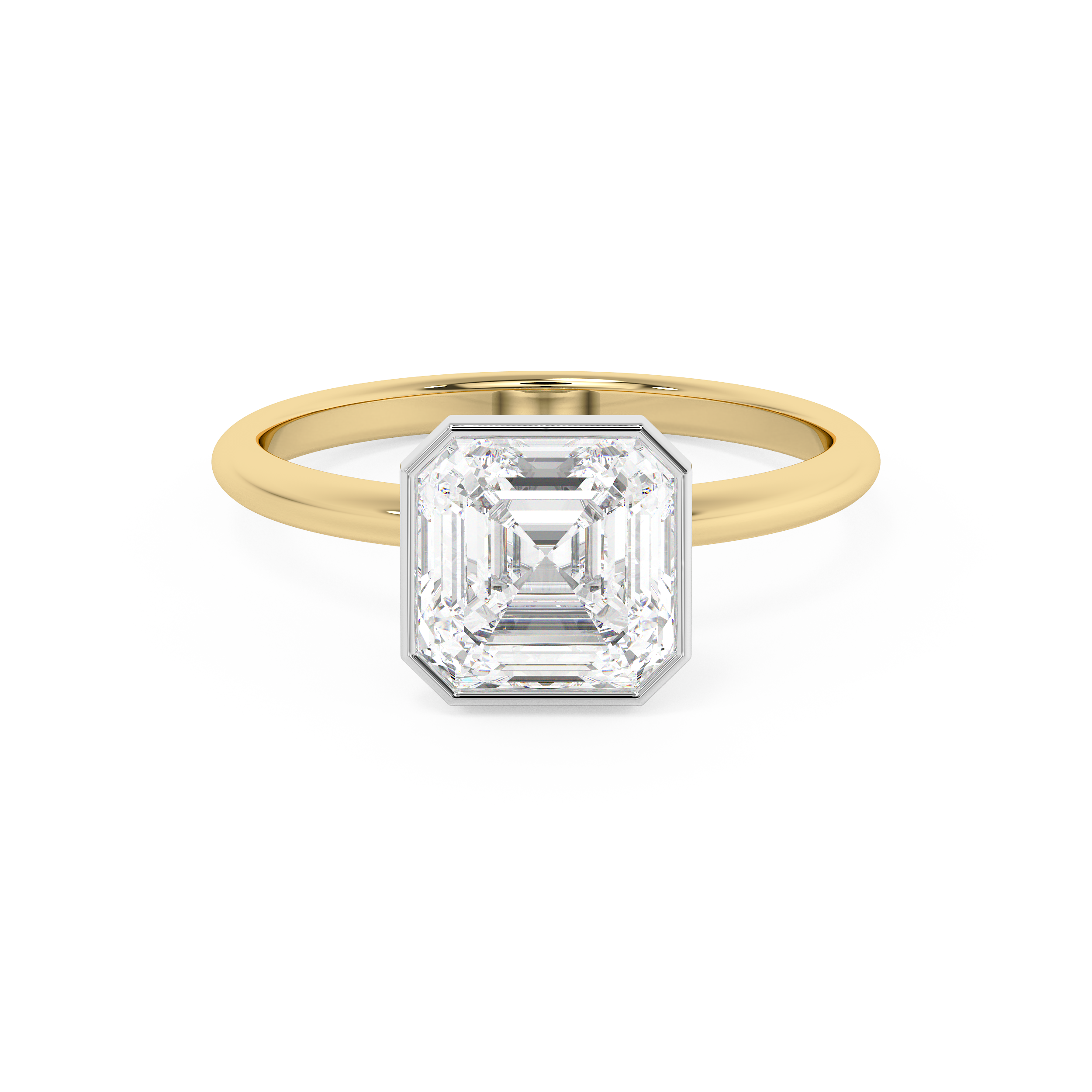 Asscher Full Bezel Lab Grown Diamond Engagement Ring