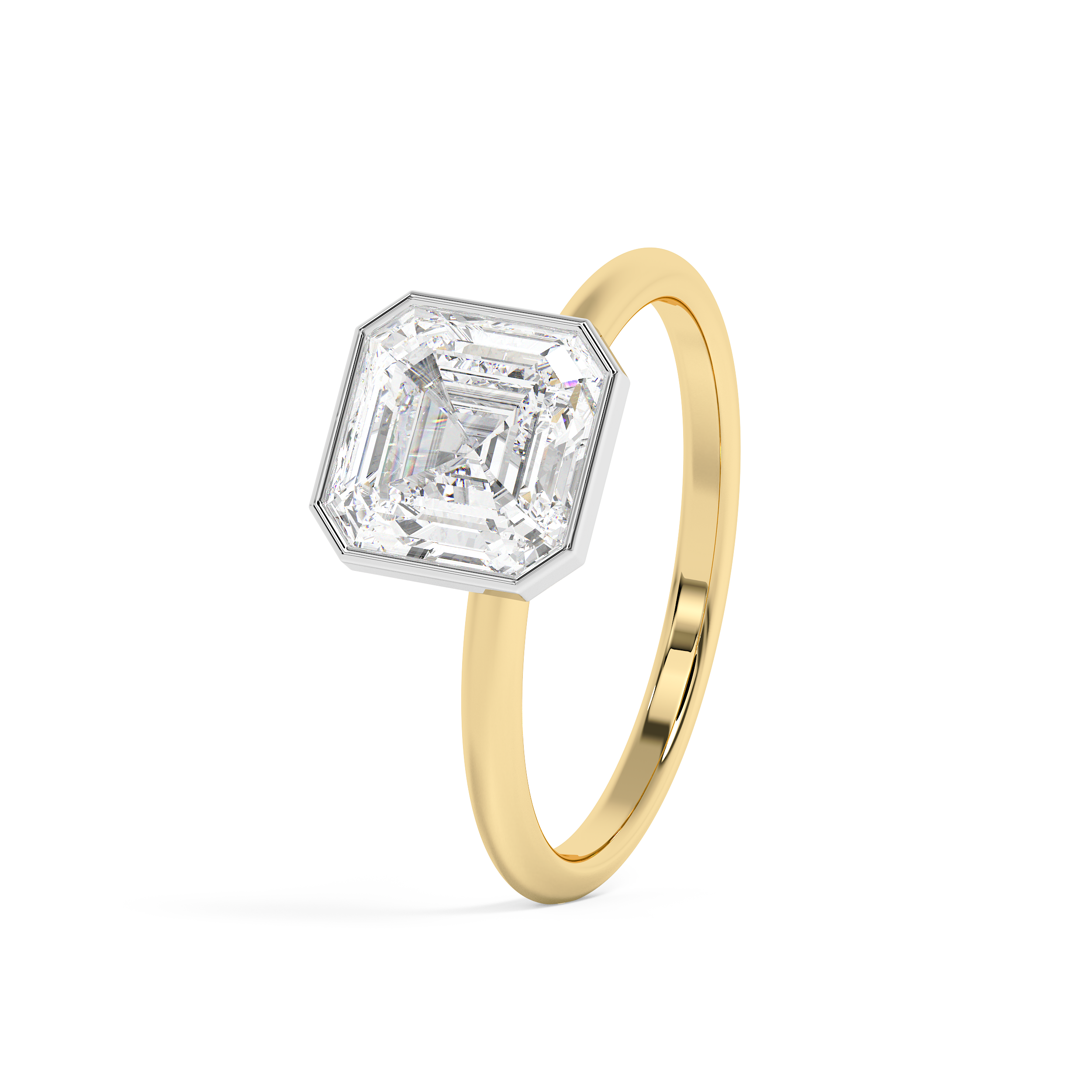 Asscher Full Bezel Lab Grown Diamond Engagement Ring