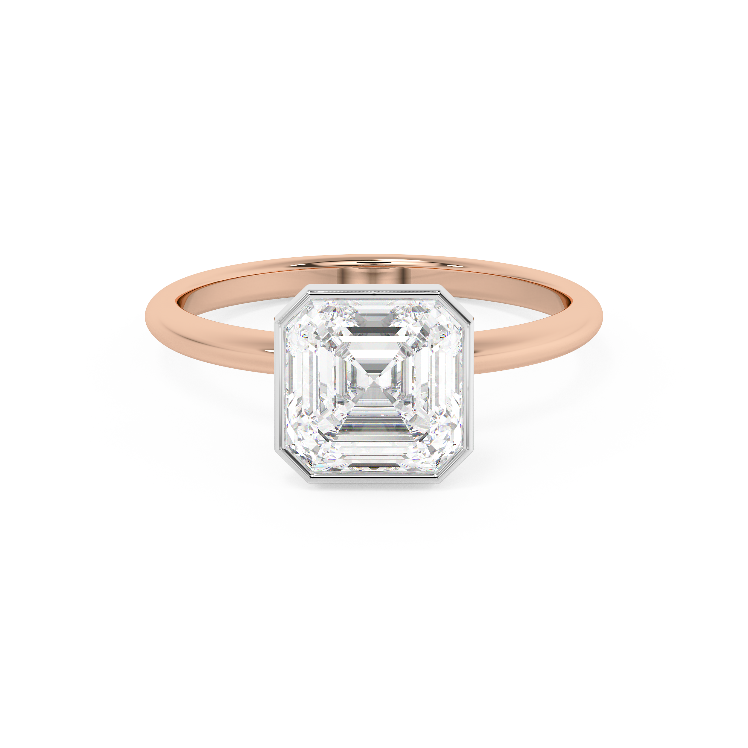 Asscher Full Bezel Lab Grown Diamond Engagement Ring