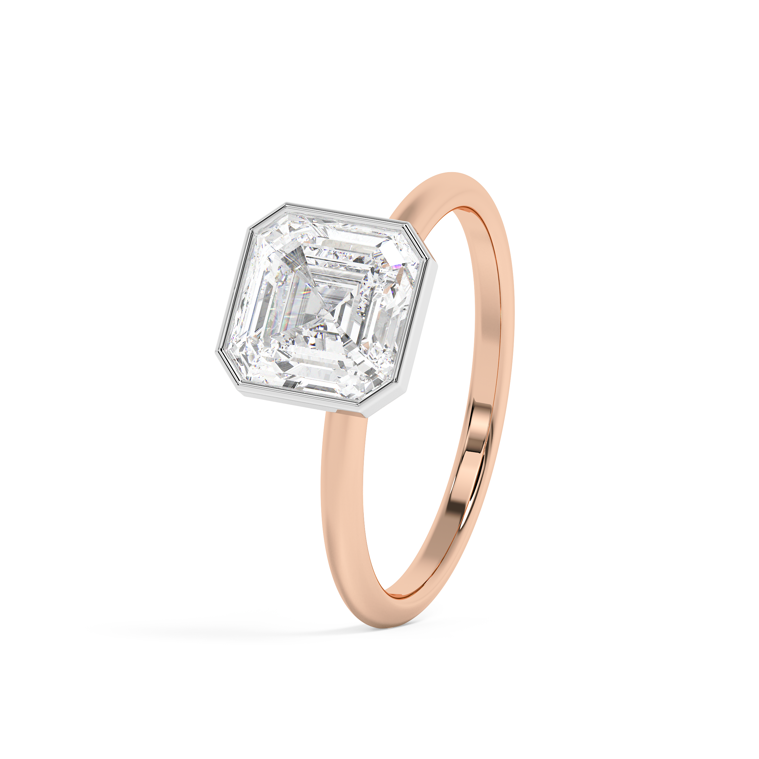 Asscher Full Bezel Lab Grown Diamond Engagement Ring