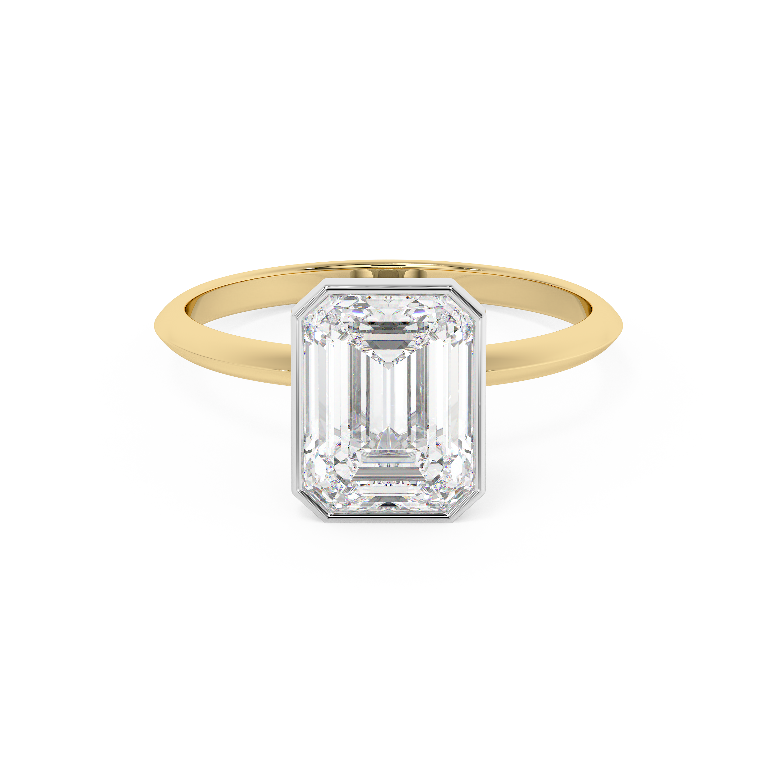 Emerald Full bezel Lab Grown Diamond Engagement Ring