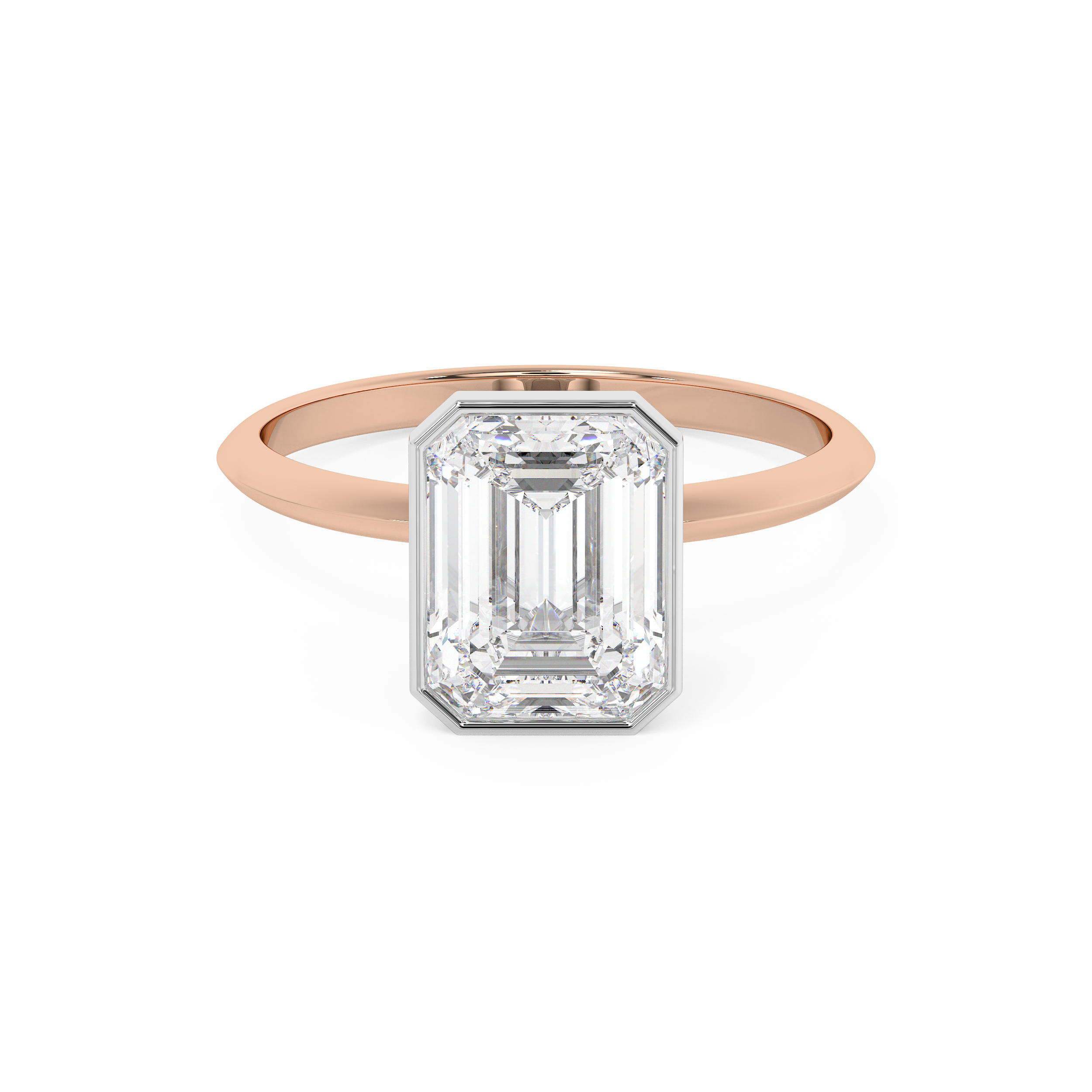 Emerald Full bezel Lab Grown Diamond Engagement Ring