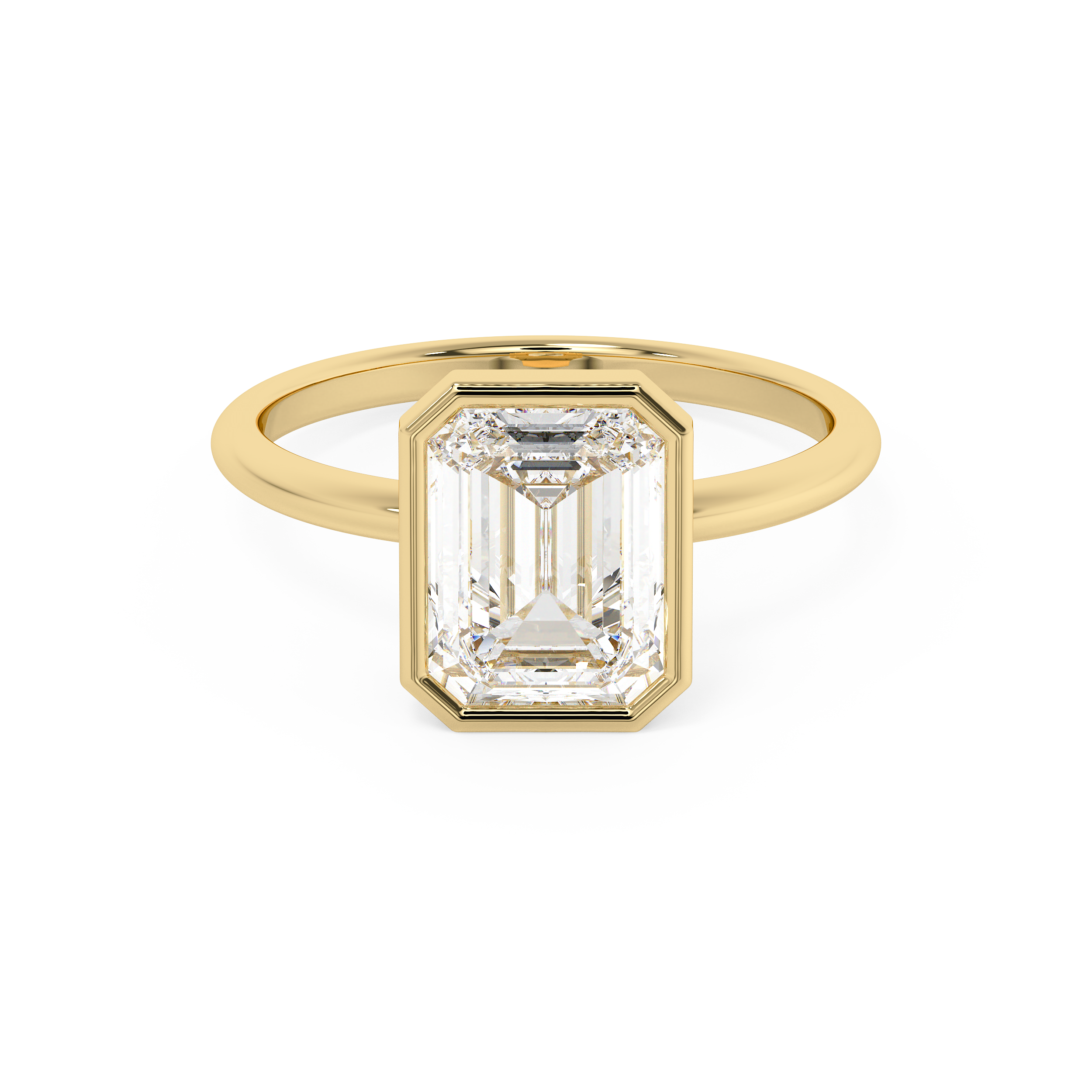 Emerald Full Bezel Lab Grown Diamond Engagement Ring