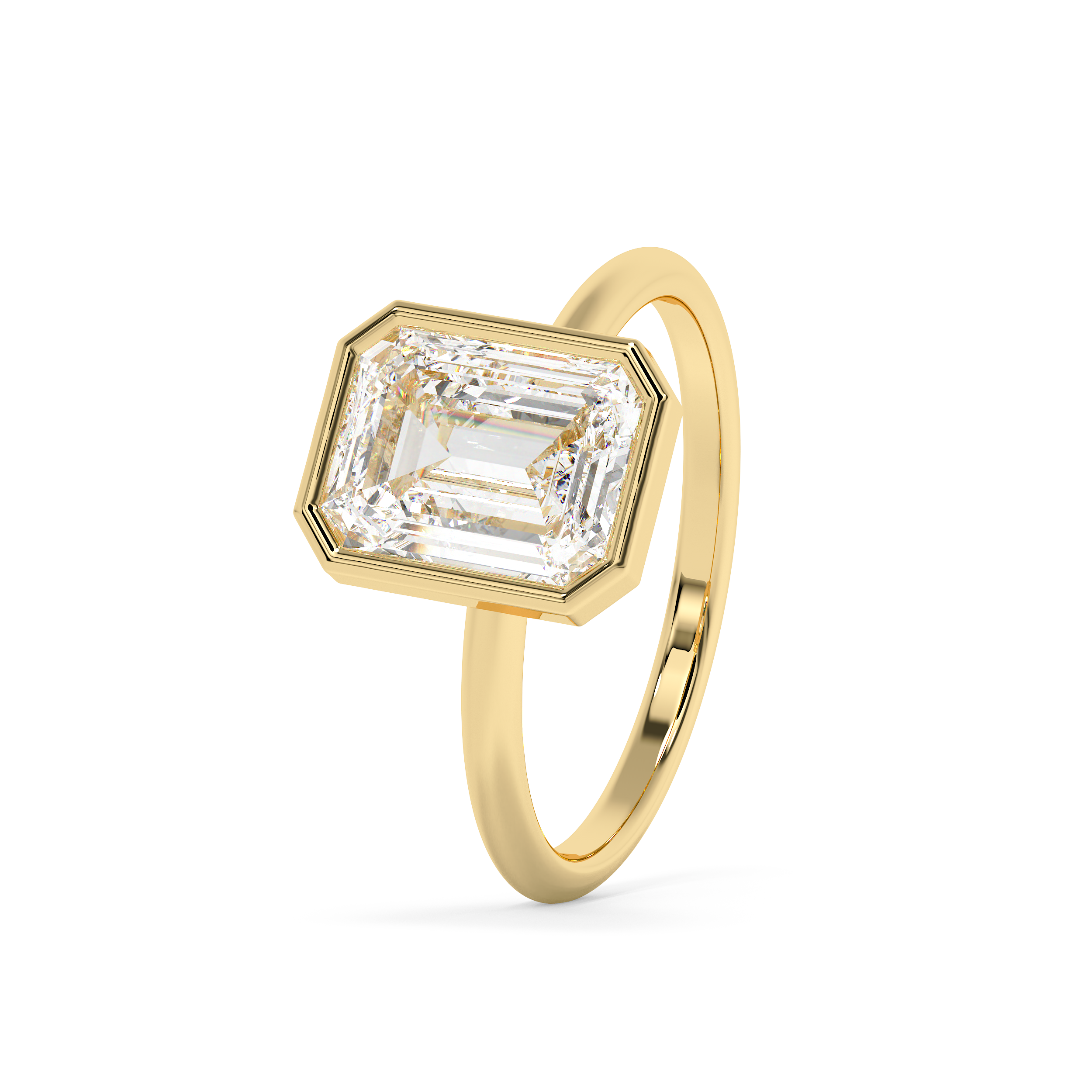 Emerald Full Bezel Lab Grown Diamond Engagement Ring