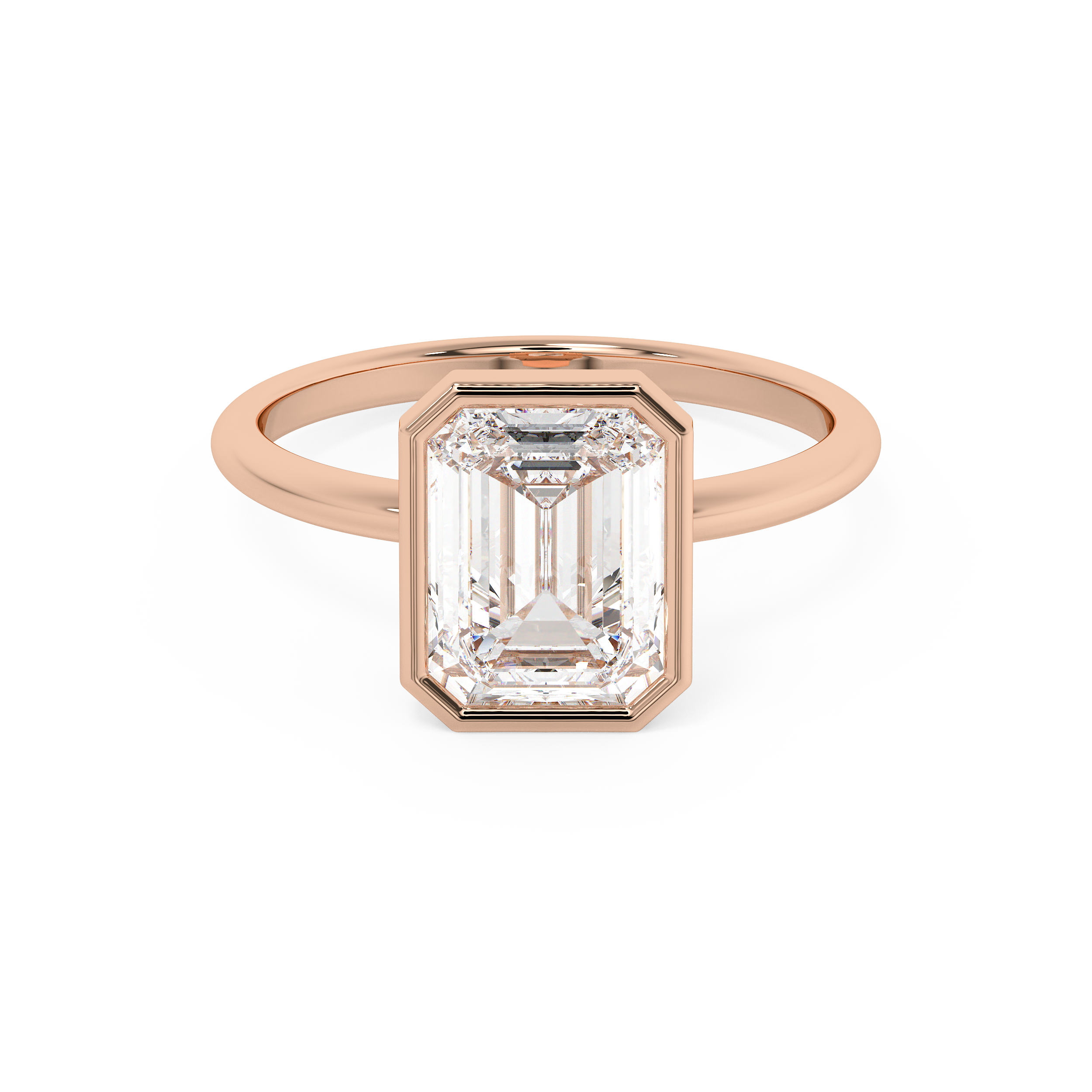 Emerald Full Bezel Lab Grown Diamond Engagement Ring