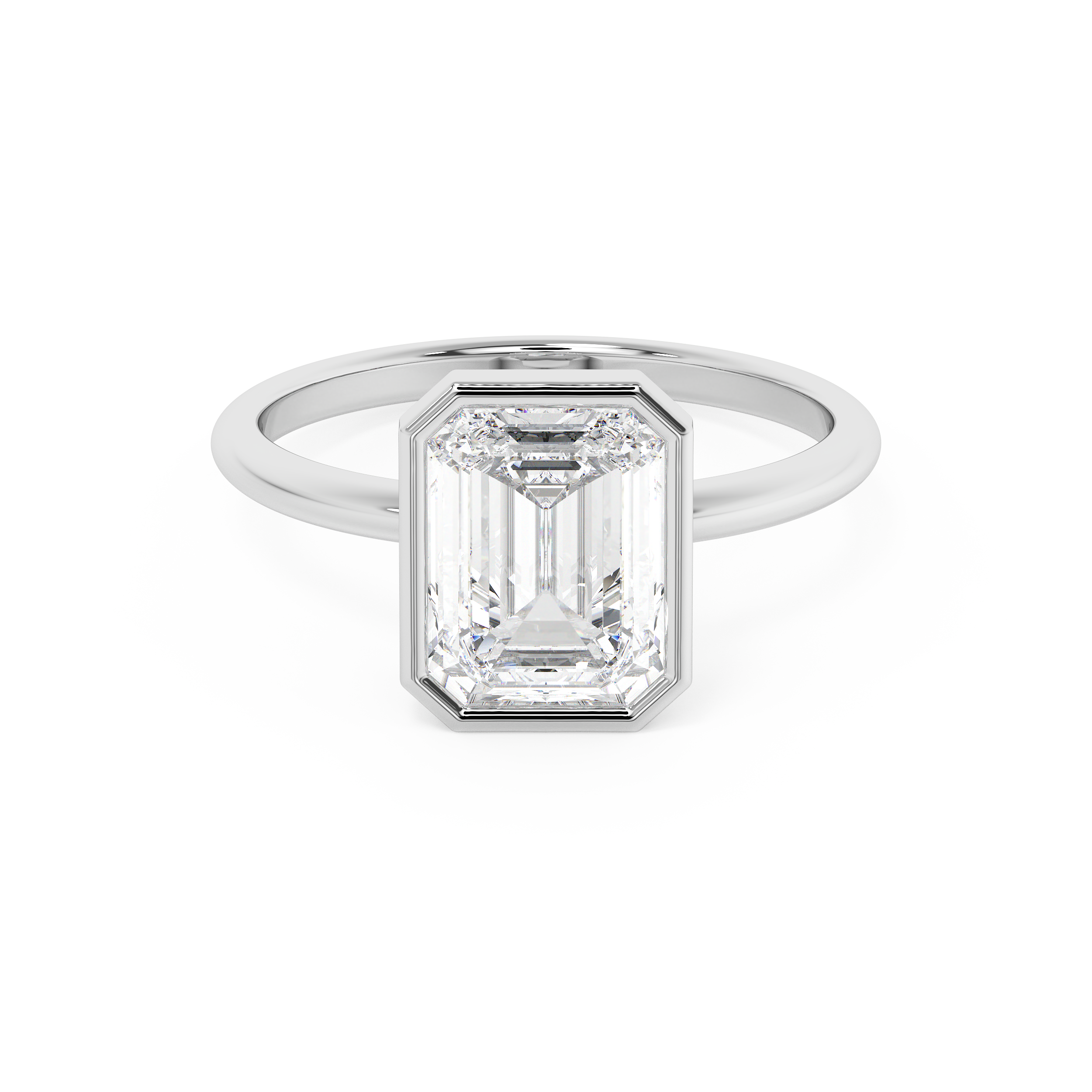 Emerald Full Bezel Lab Grown Diamond Engagement Ring