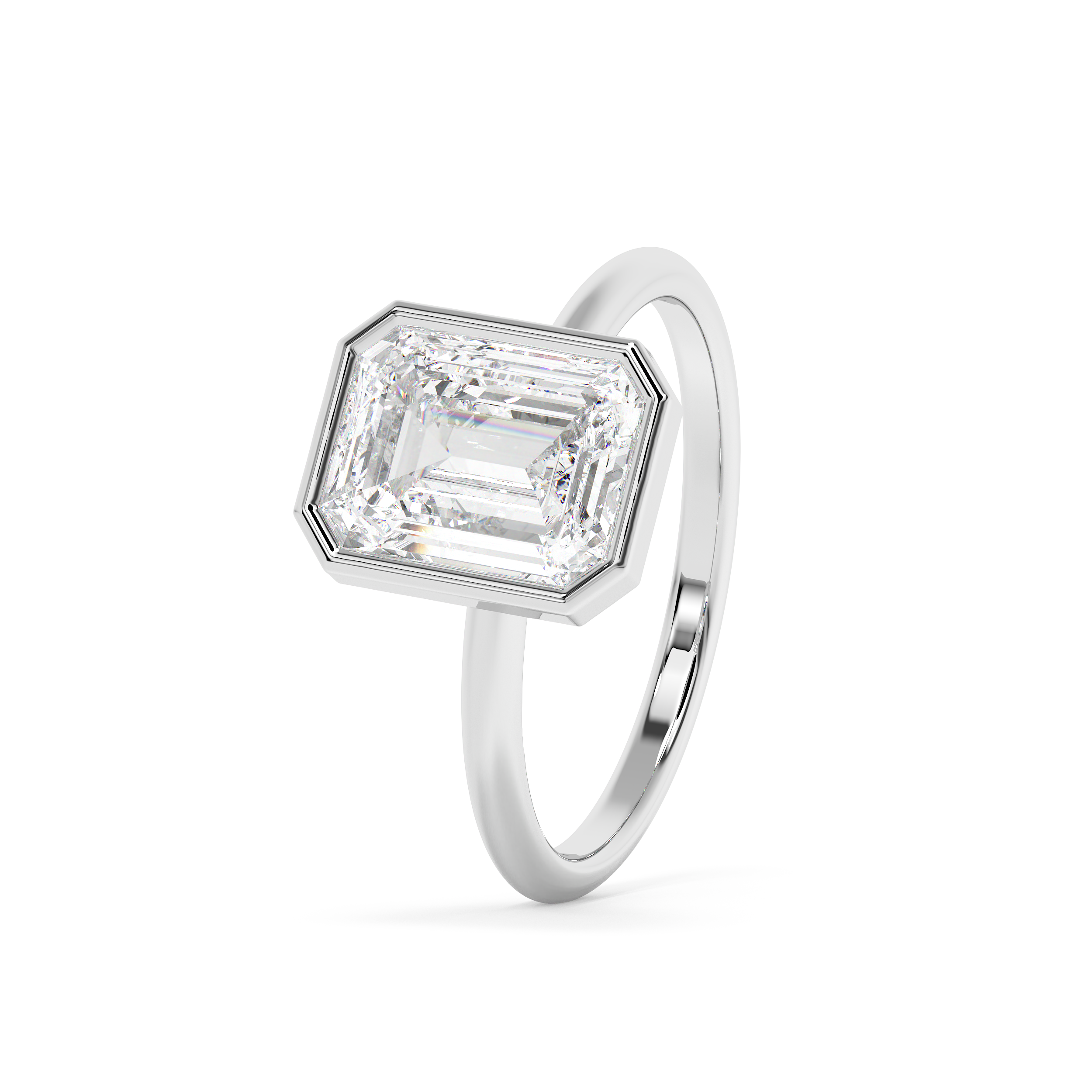 Emerald Full Bezel Lab Grown Diamond Engagement Ring