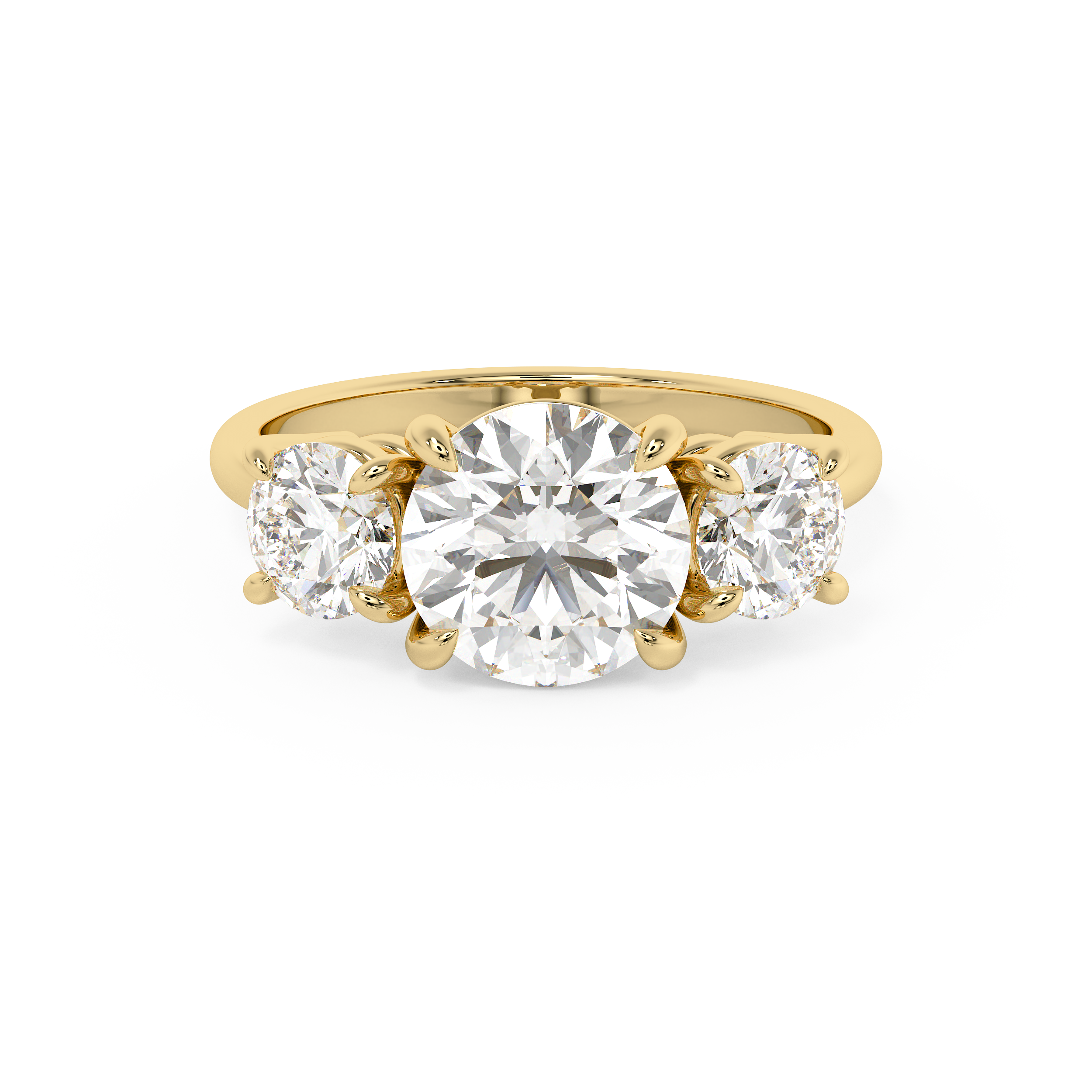 Round Three Stone Lab Grown Diamond Engagement Ring