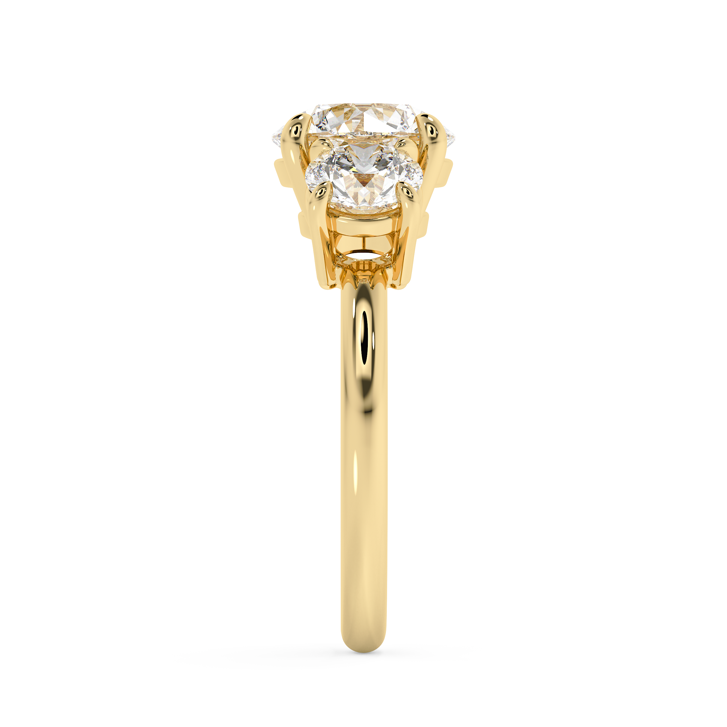 Round Three Stone Lab Grown Diamond Engagement Ring