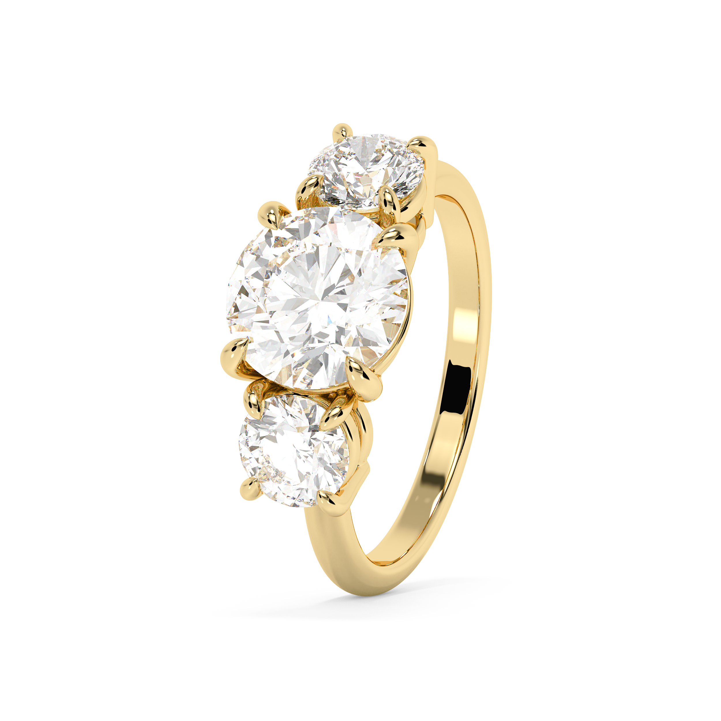 Round Three Stone Lab Grown Diamond Engagement Ring