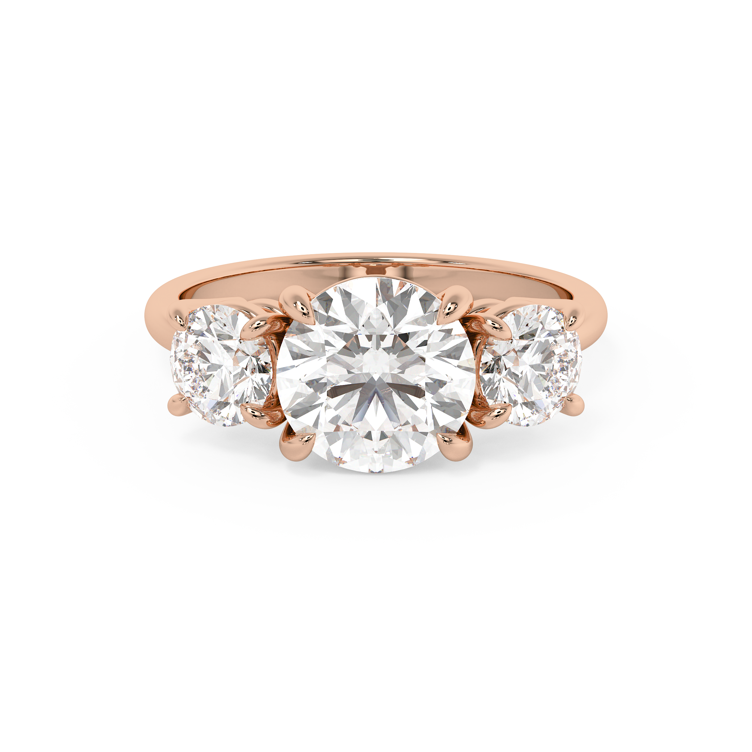 Round Three Stone Lab Grown Diamond Engagement Ring