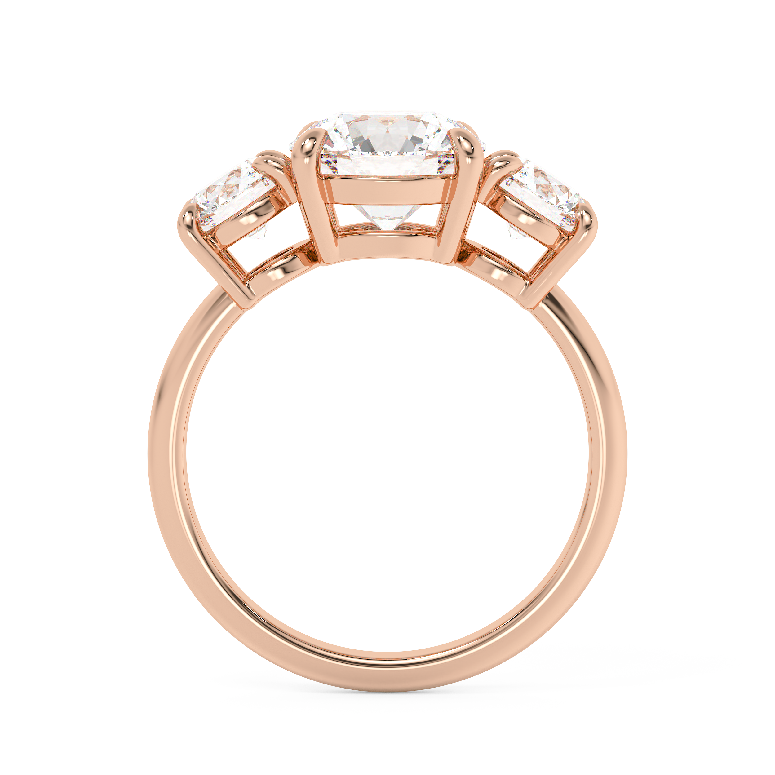 Round Three Stone Lab Grown Diamond Engagement Ring