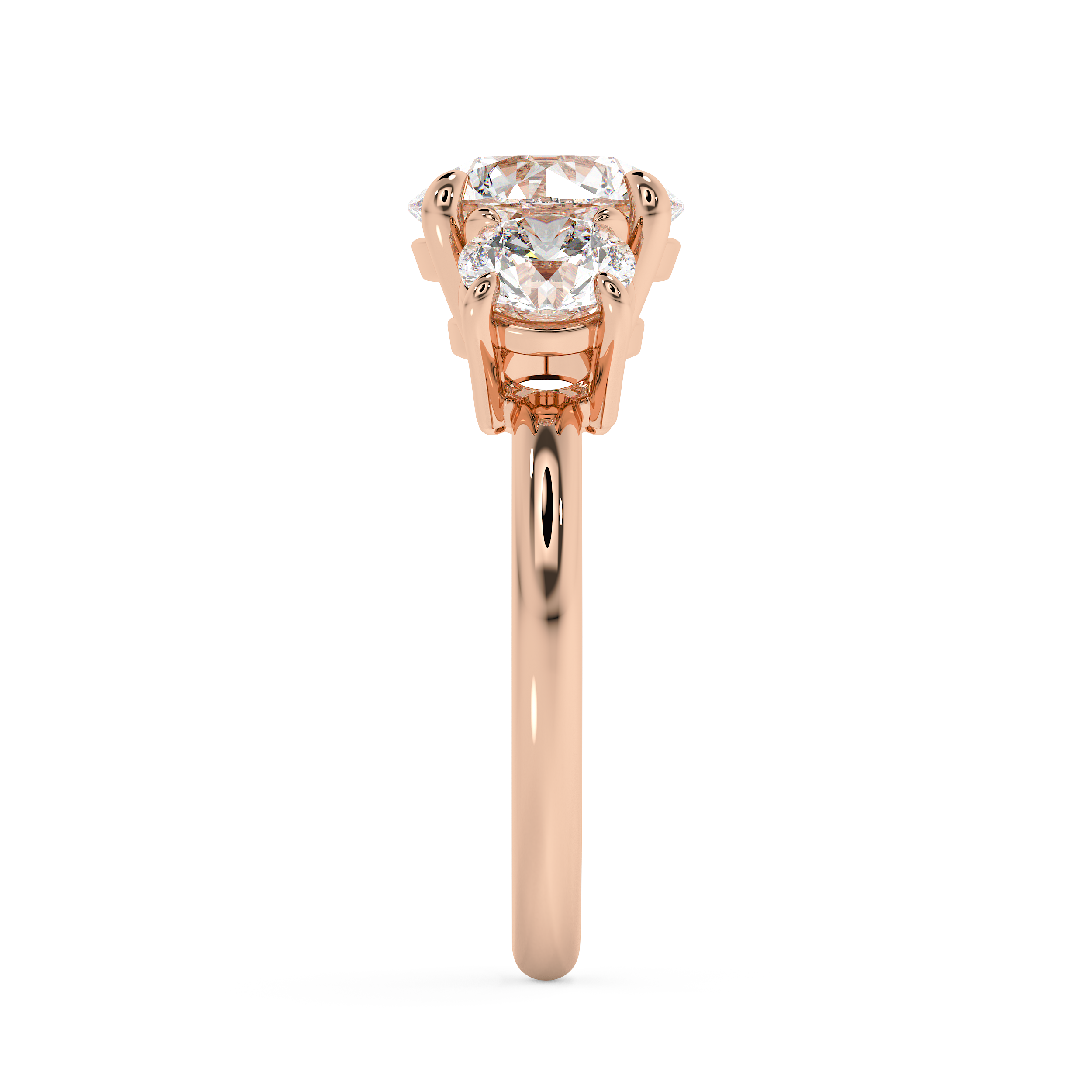 Round Three Stone Lab Grown Diamond Engagement Ring