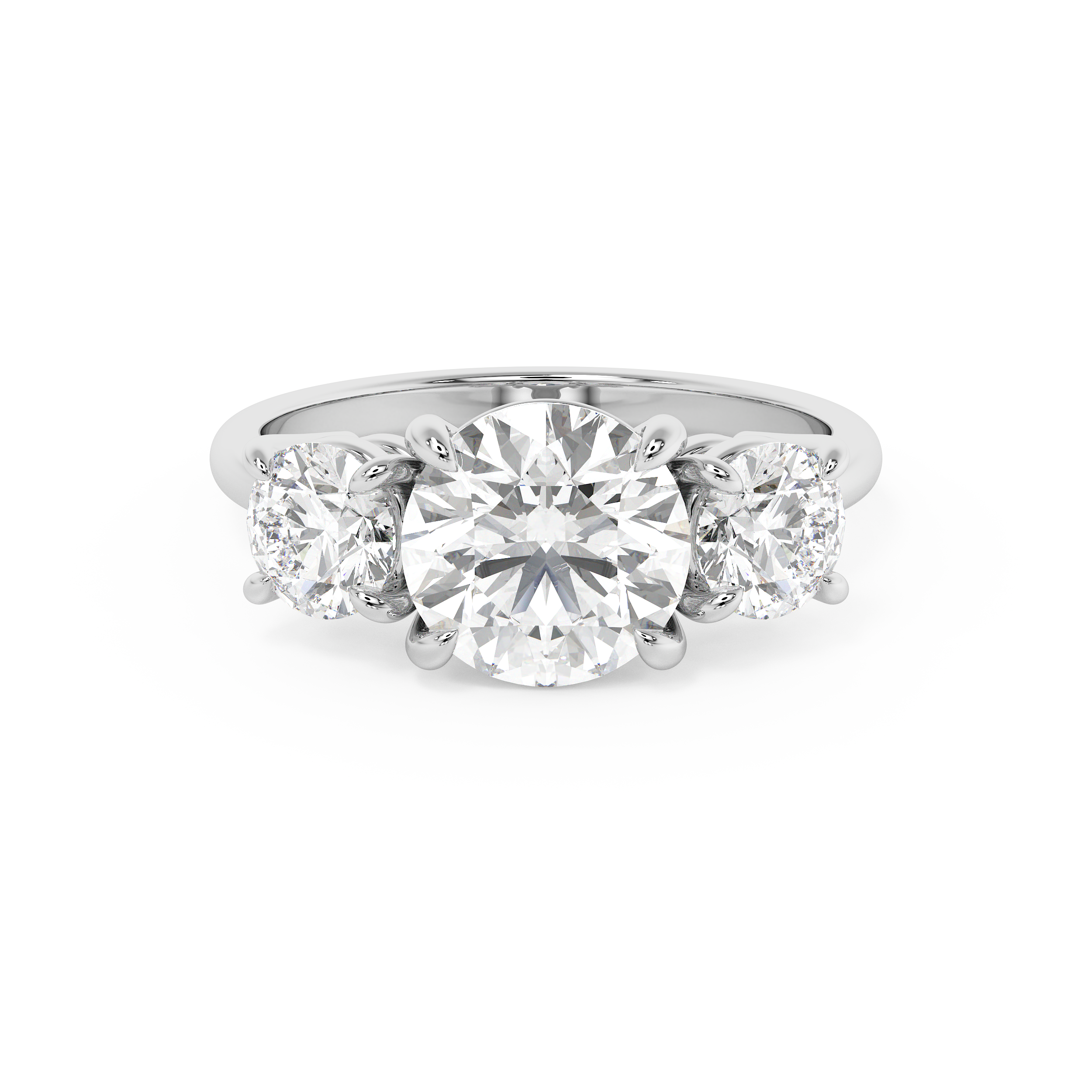 Round Three Stone Lab Grown Diamond Engagement Ring