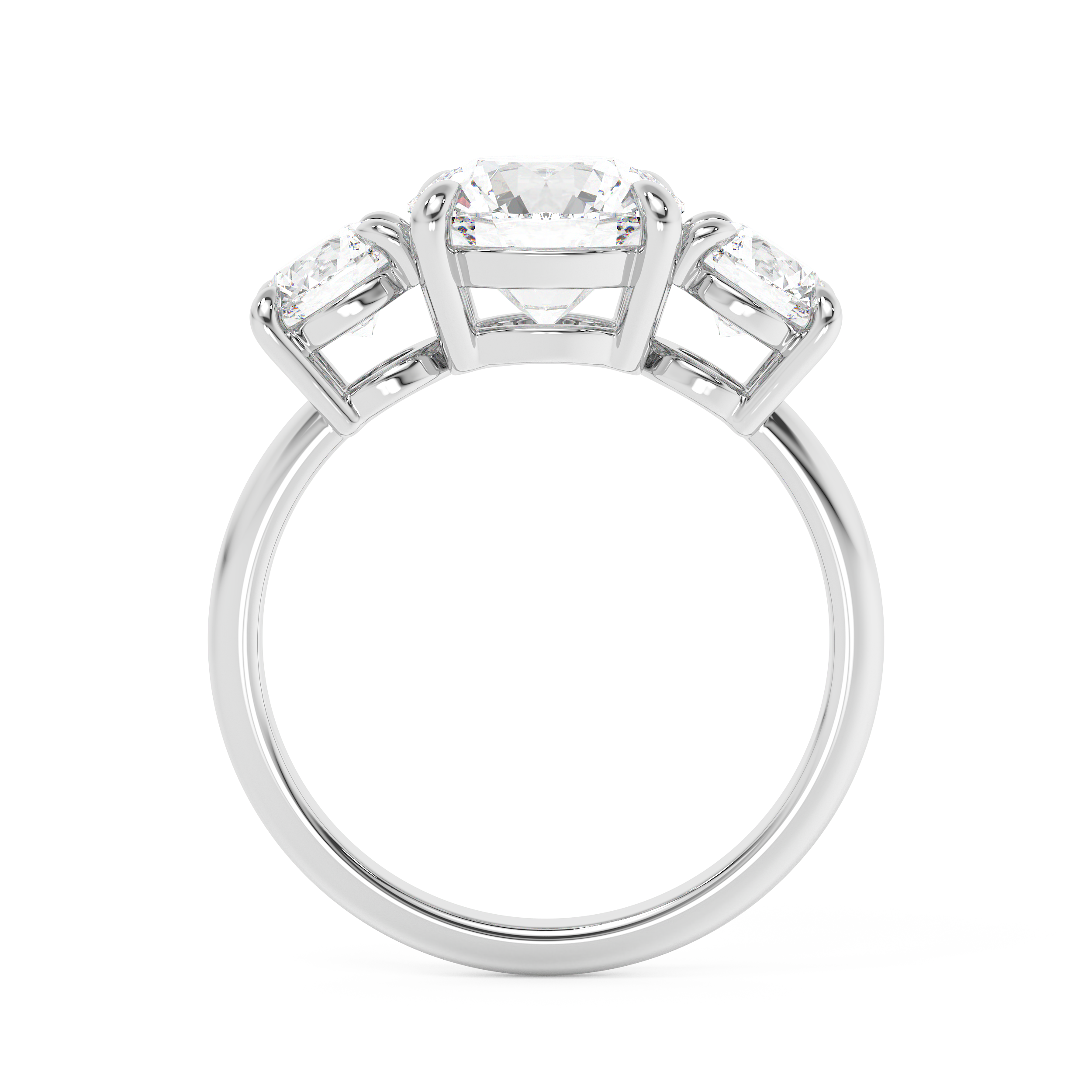 Round Three Stone Lab Grown Diamond Engagement Ring