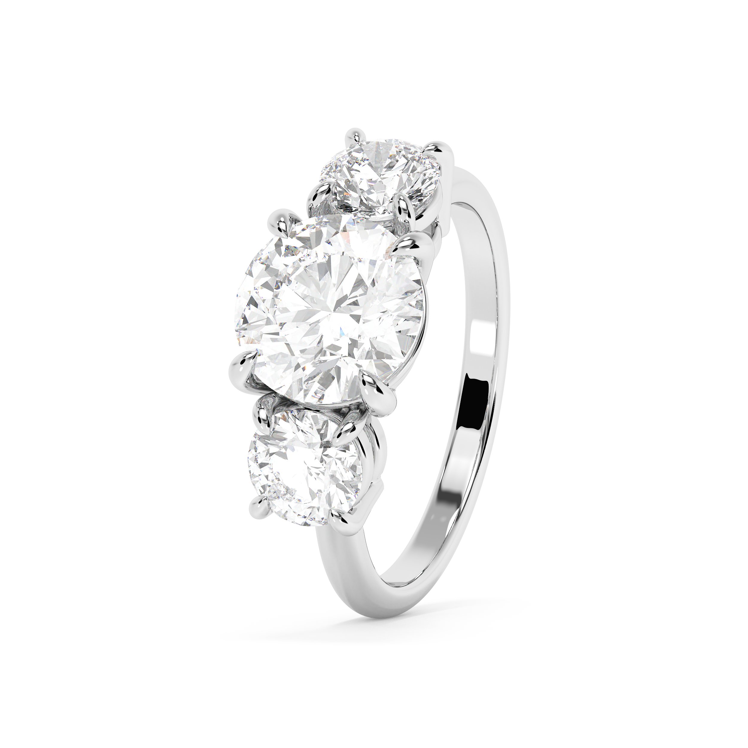Round Three Stone Lab Grown Diamond Engagement Ring
