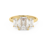 Emerald Three Stone Lab Grown Diamond Engagement Ring