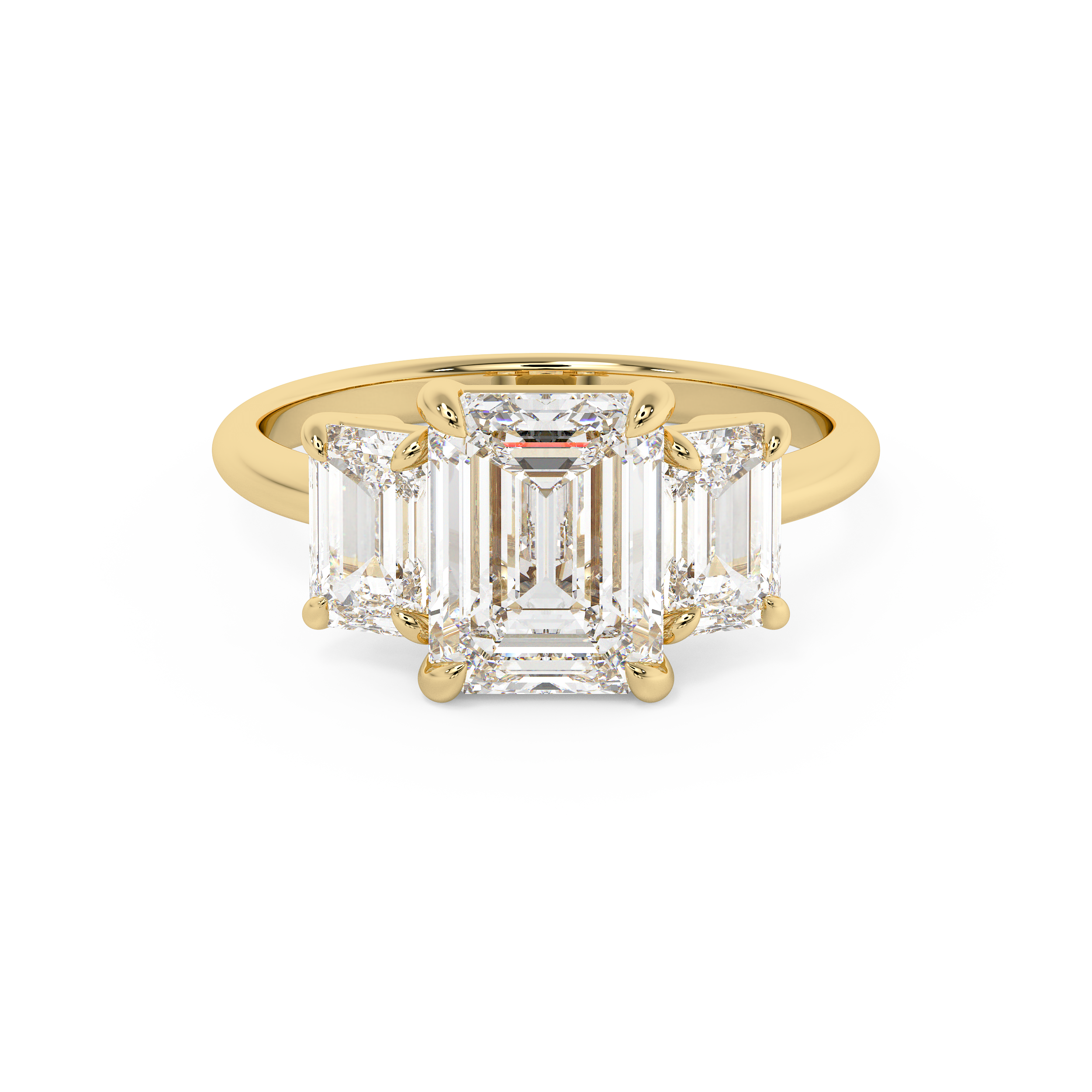 Emerald Three Stone Lab Grown Diamond Engagement Ring