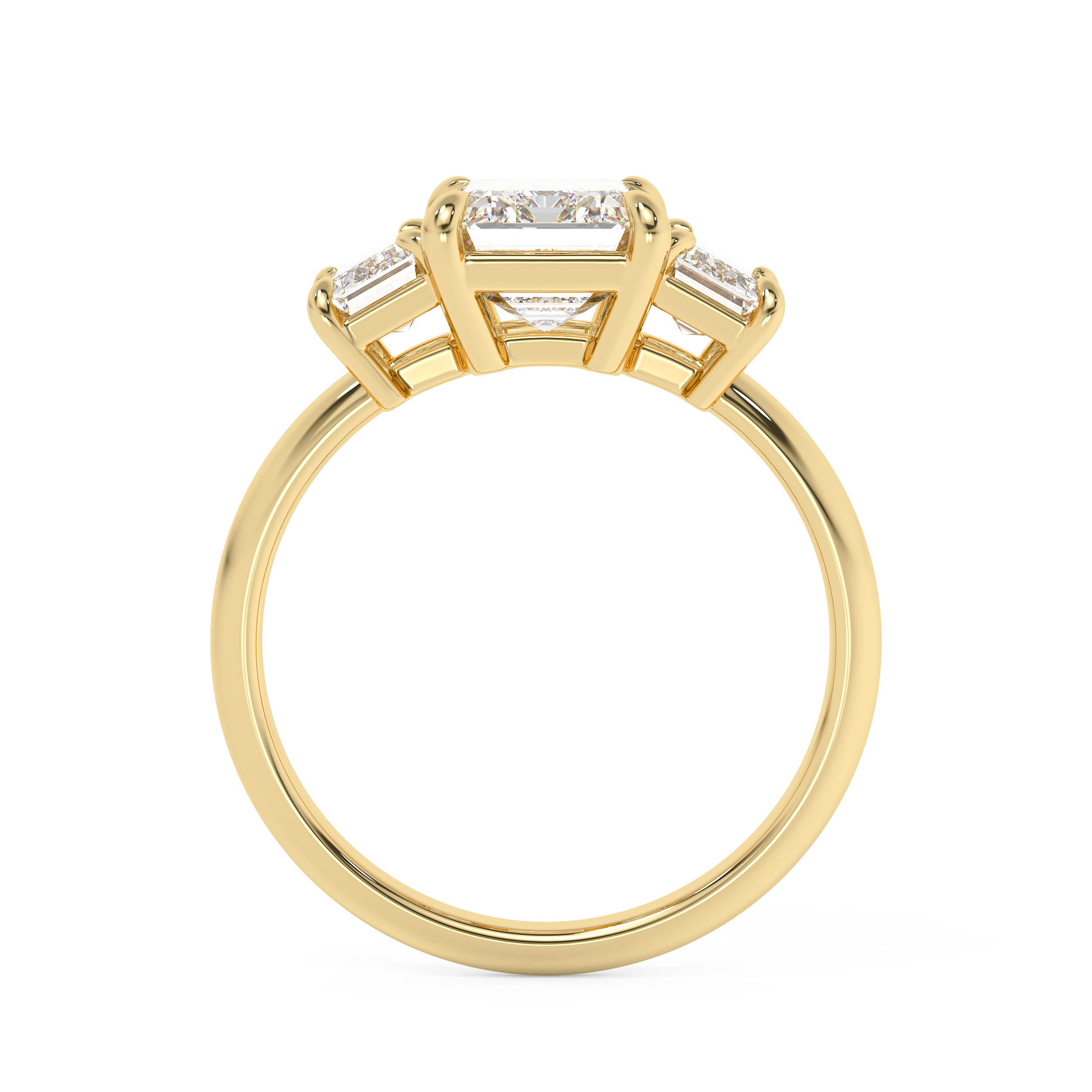 Emerald Three Stone Lab Grown Diamond Engagement Ring