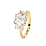 Emerald Three Stone Lab Grown Diamond Engagement Ring