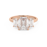 Emerald Three Stone Lab Grown Diamond Engagement Ring